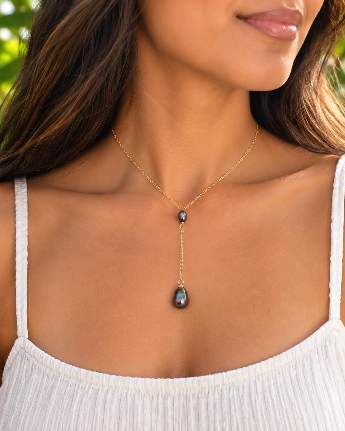 Tahitian pearl necklace • Keshi jewelry • sterling silver chain