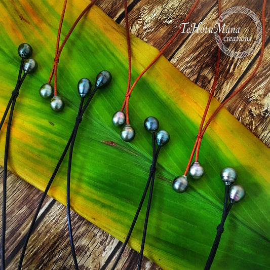 Tahitian Pearl Leather Necklace: Casual Island Jewelry