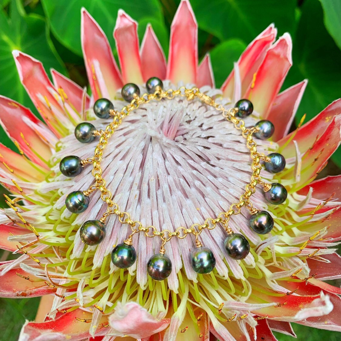 Tahitian Pearl Bracelet charm style • gold filled or sterling silver