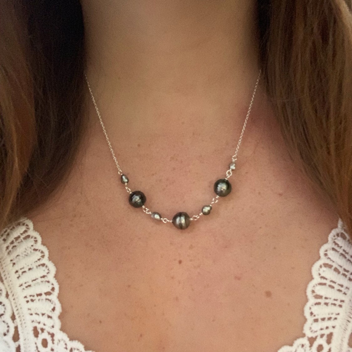 Tahitian Pearl Necklace • Keshi Pearl Choker • Boho Beach Style Jewelry • Handmade in Hawaii