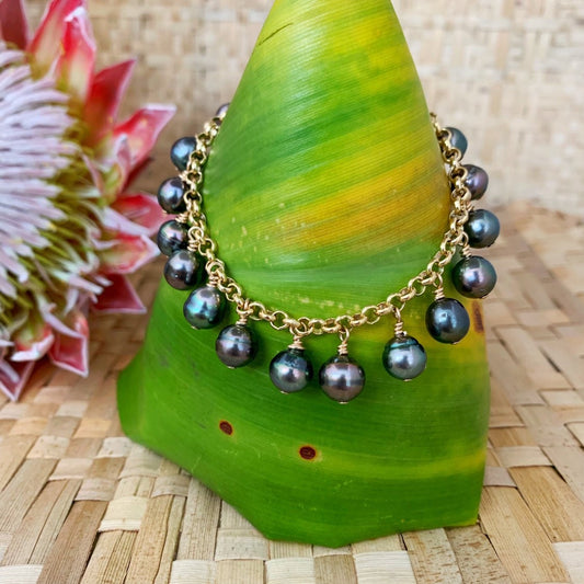 Tahitian Pearl Bracelet charm style • gold filled or sterling silver