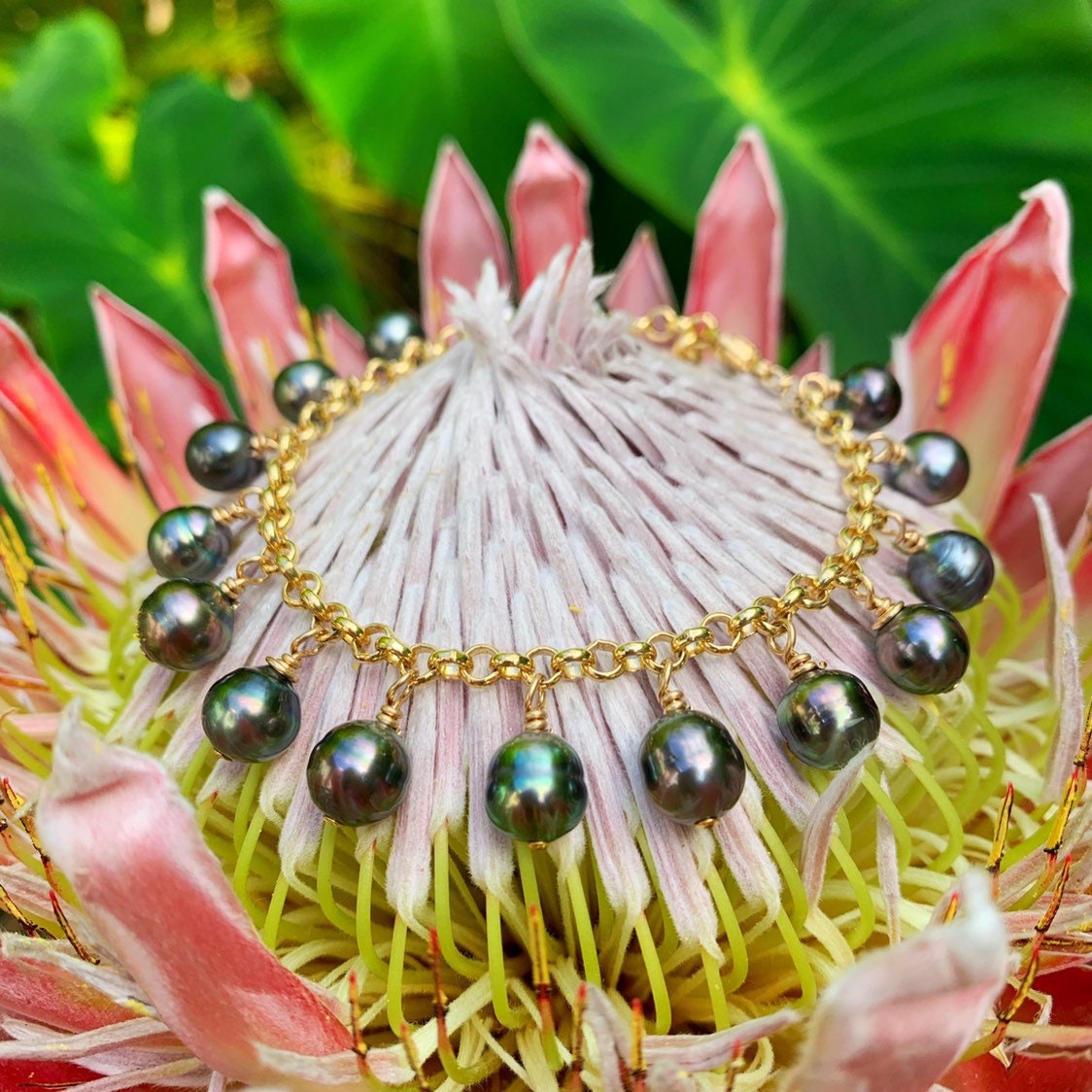 Tahitian Pearl Bracelet charm style • gold filled or sterling silver