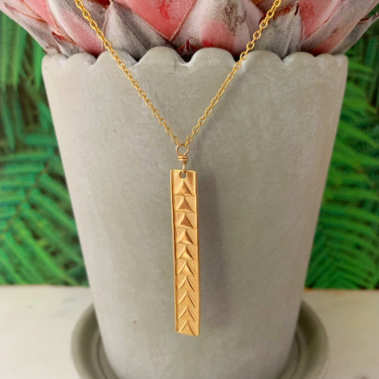 Hawaiian Bar Necklace: Gold Polynesian Triangle Pendant, Minimalist
