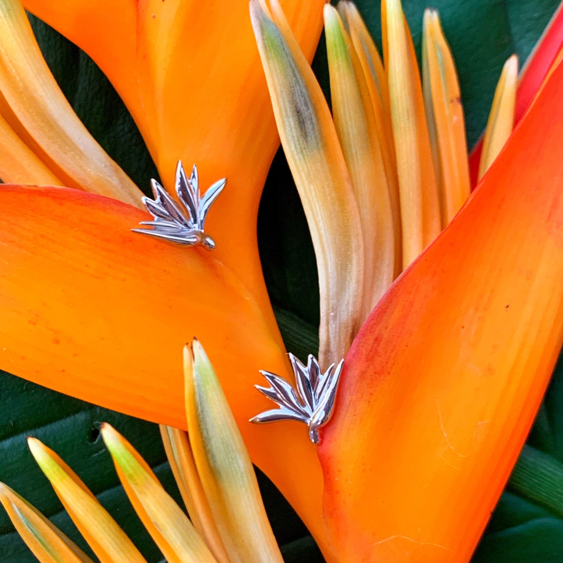 Bird of Paradise Stud Earrings • Gold vermeil or Sterling silver