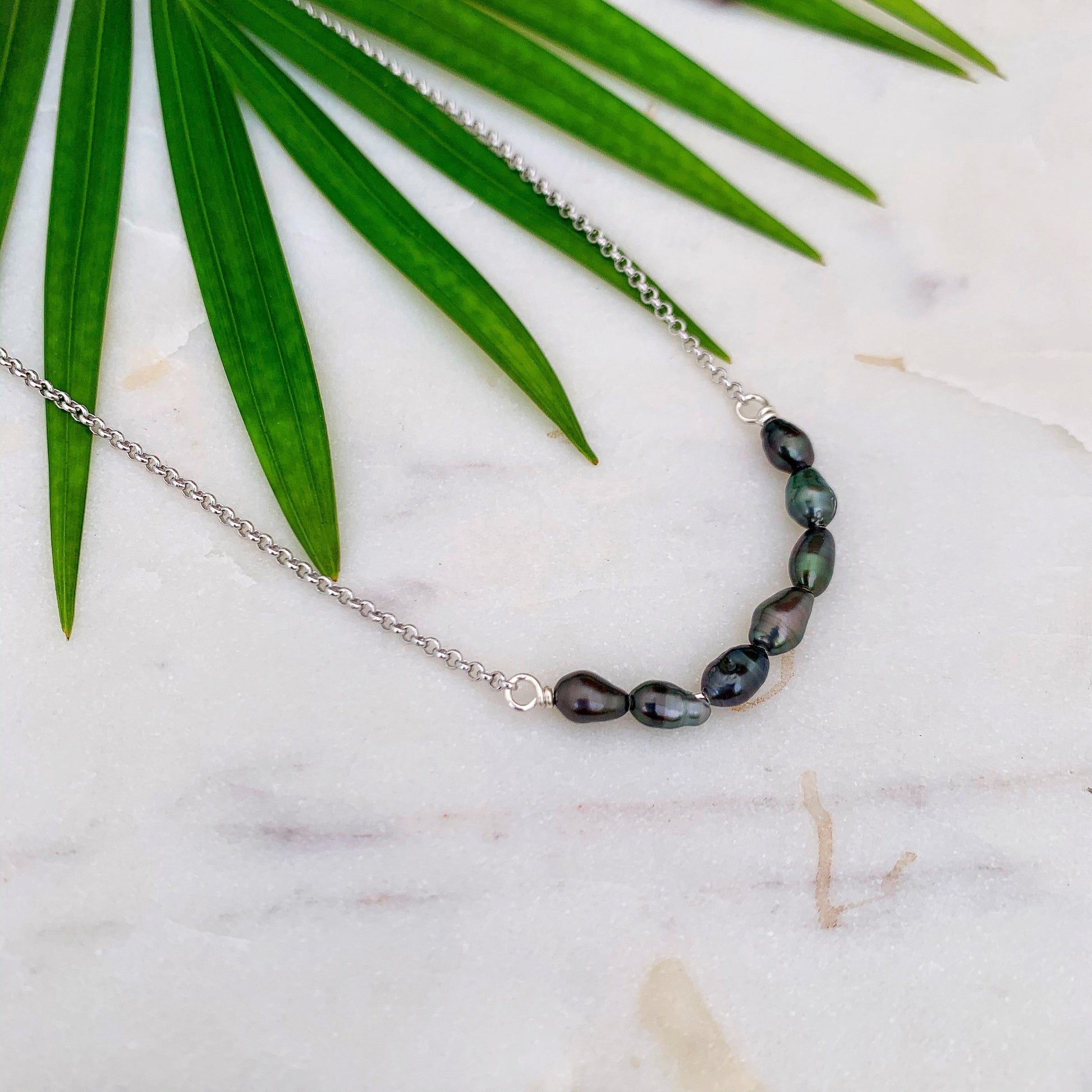 Tahitian Keshi Pearl Necklace: Gold filled or Silver Chain