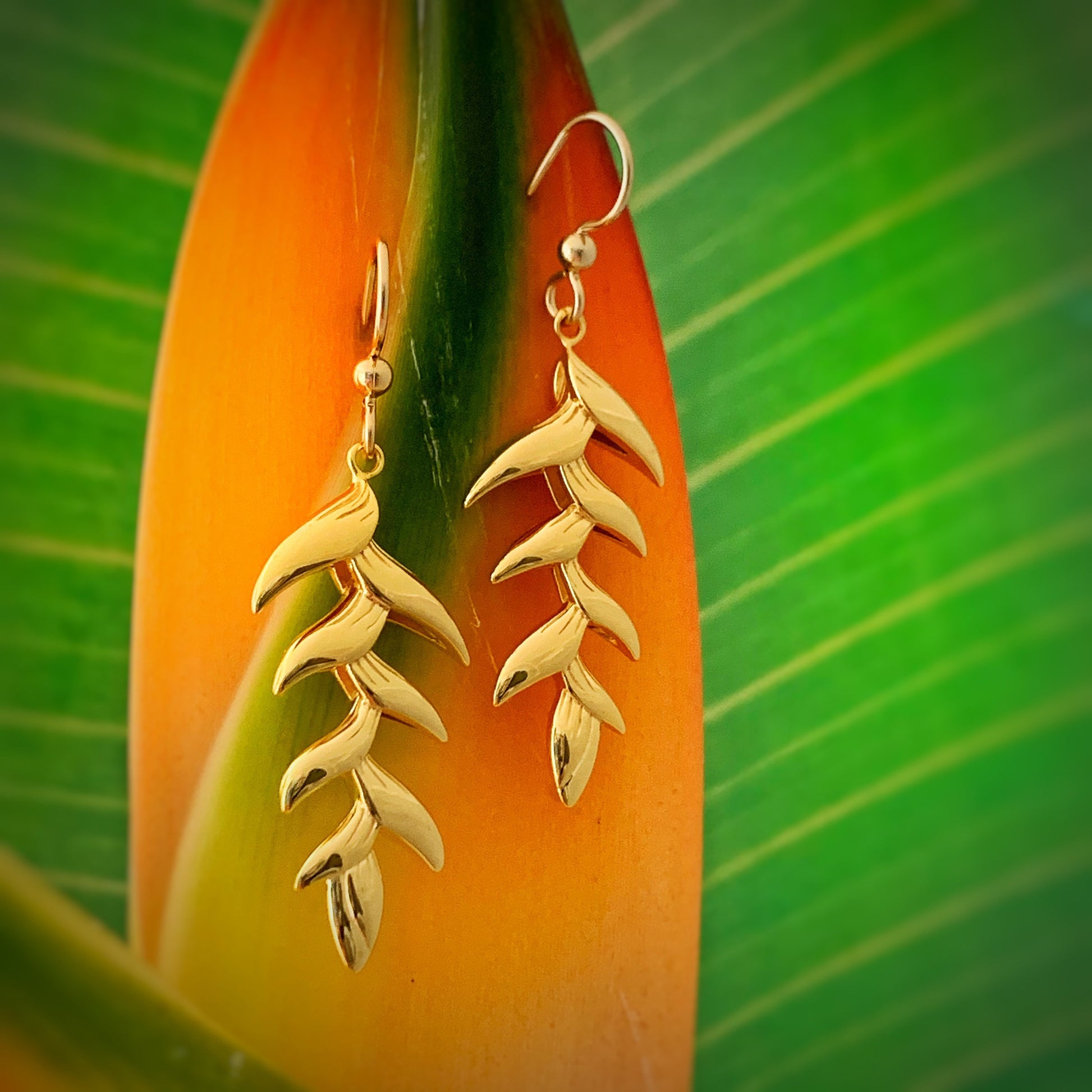 Heliconia Dangle Earrings • Hawaiian Jewelry
