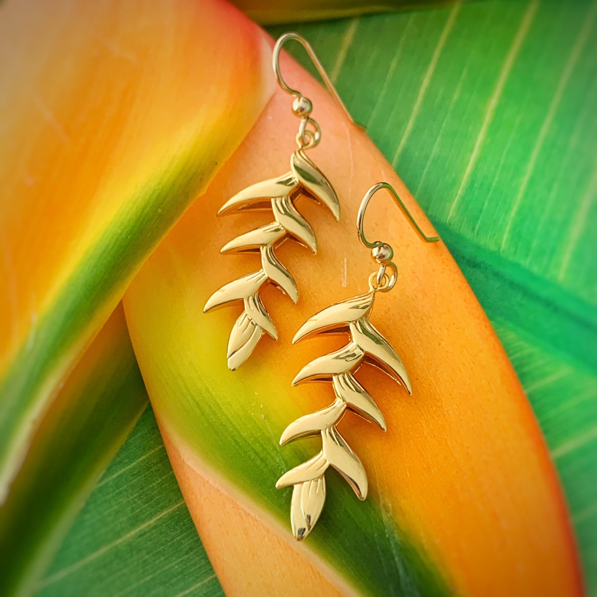 Heliconia Dangle Earrings • Hawaiian Jewelry