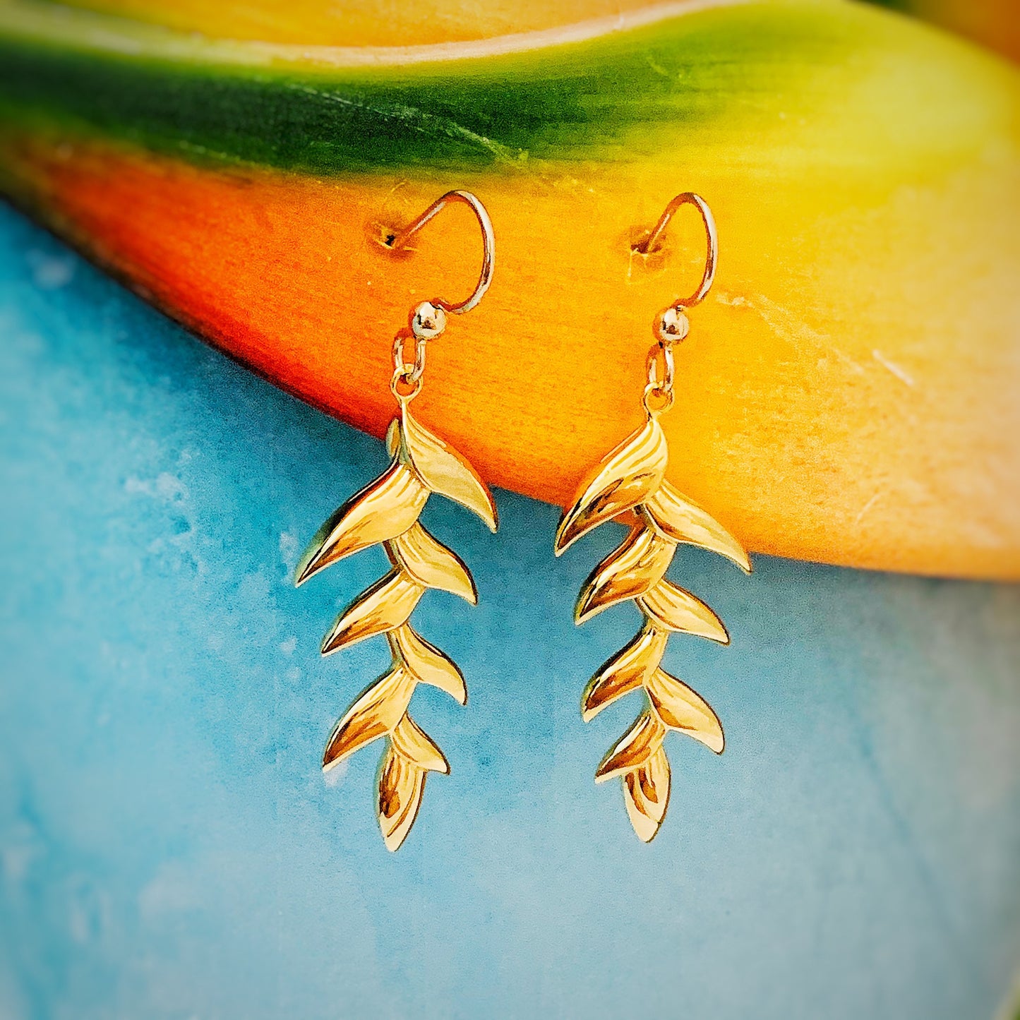 Heliconia Dangle Earrings • Hawaiian Jewelry