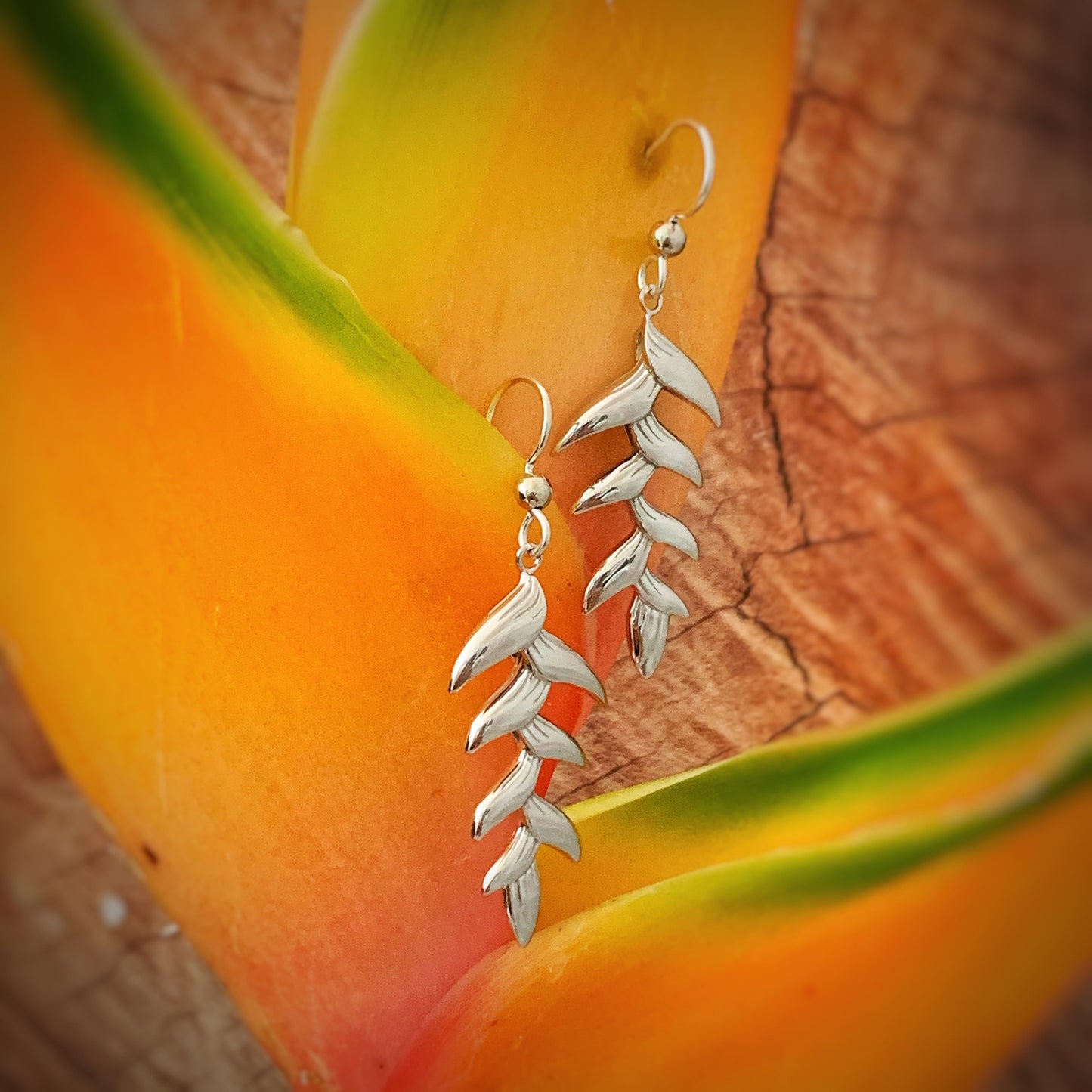 Heliconia drop earrings • Hawaiian jewelry