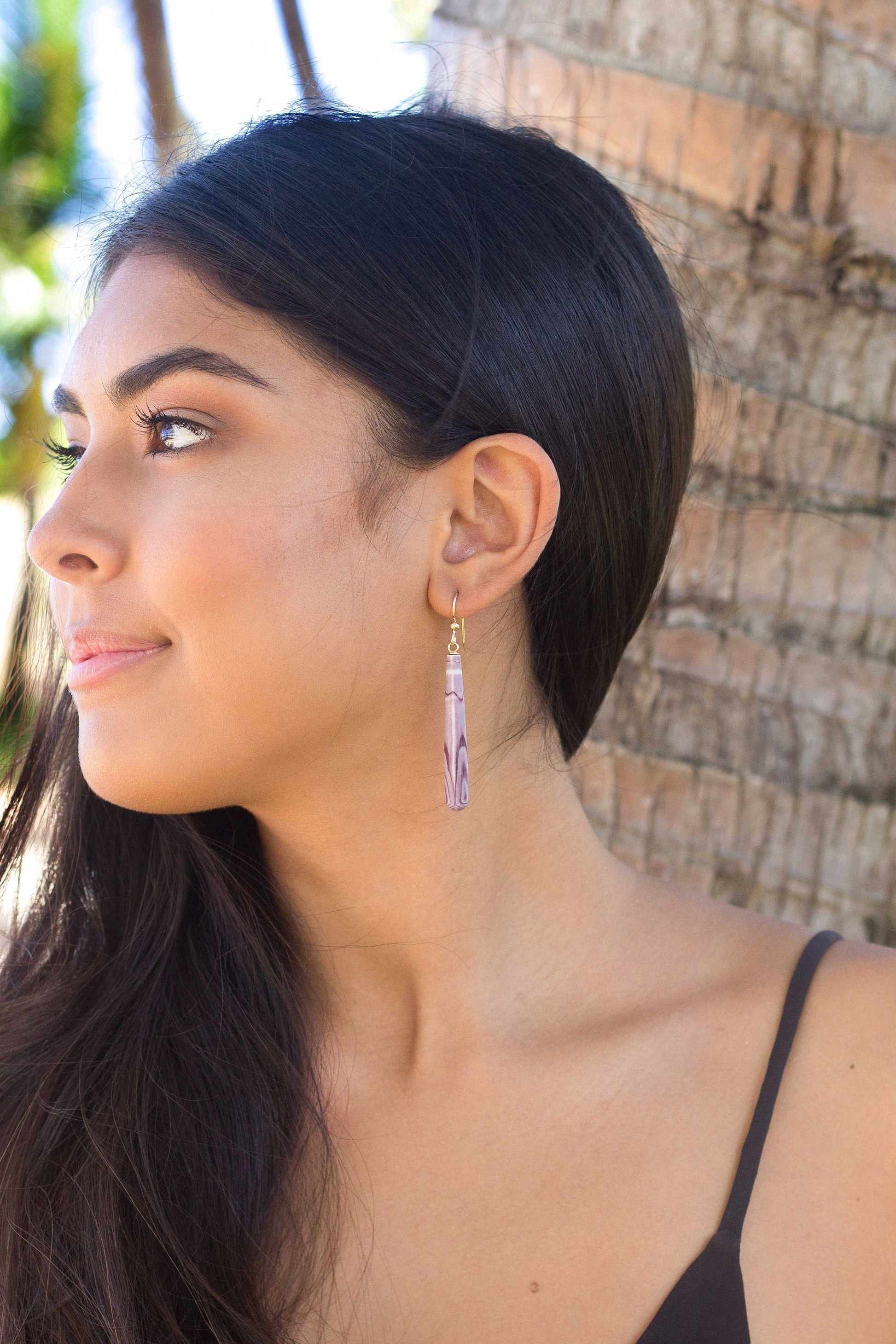 Purple sea urchin earrings • Wana spine dangle design • Handmade in Hawaii