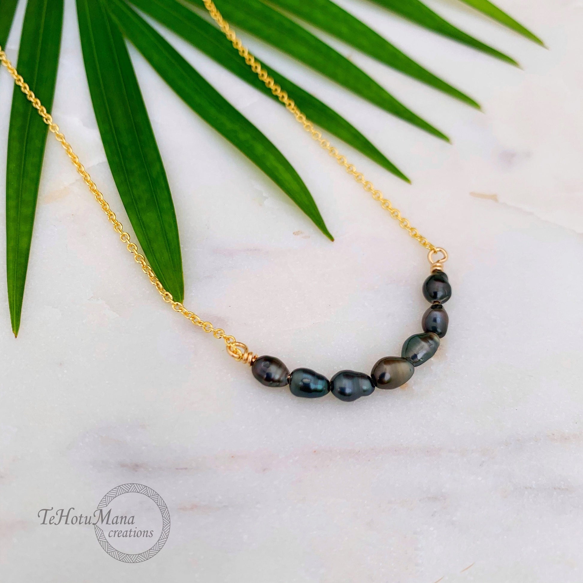 Tahitian Keshi Pearl Necklace: Gold filled or Silver Chain