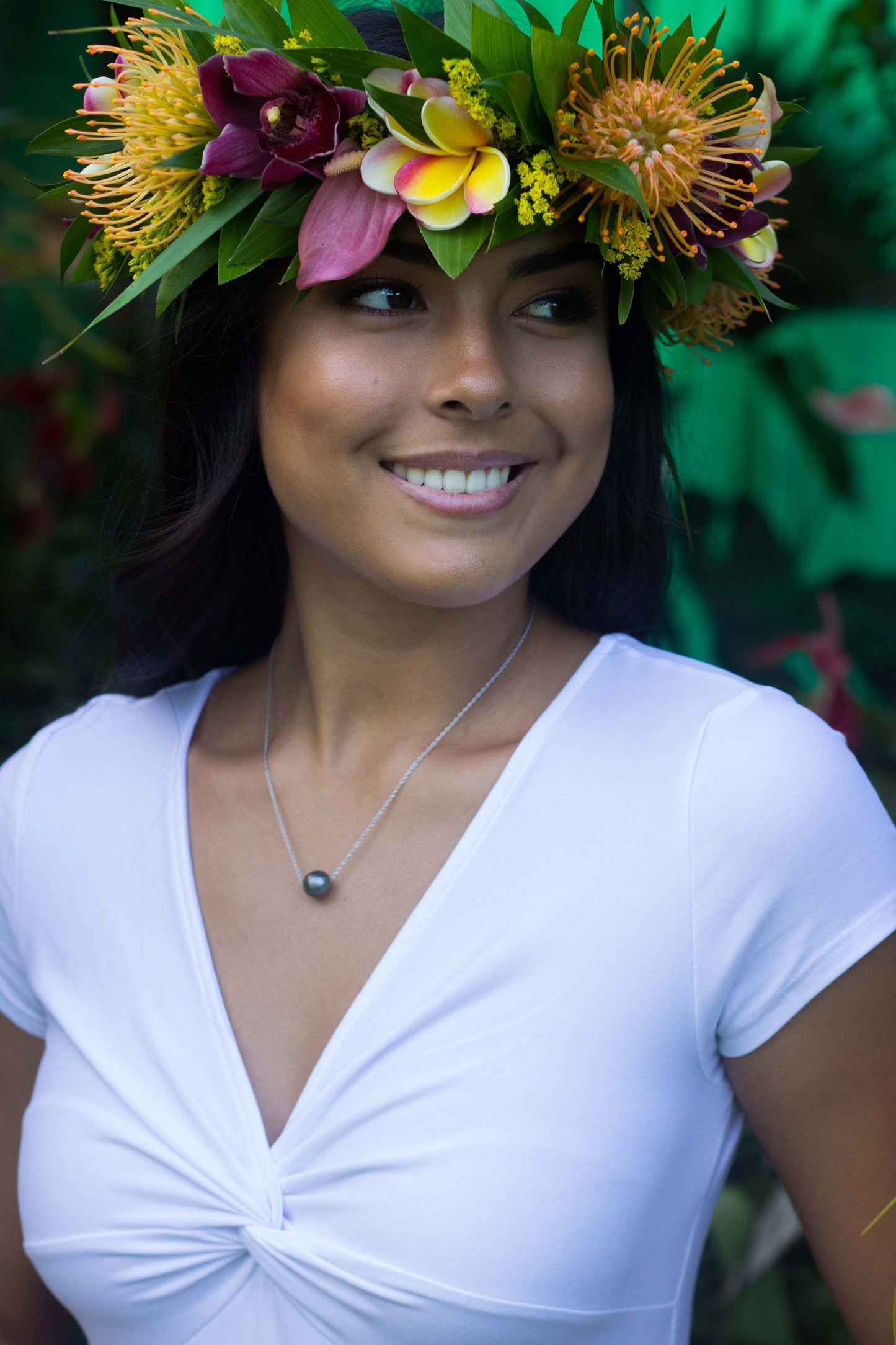 Tahitian Pearl Floating Necklace – Sliding Design in Sterling Silver – Handmade in Hawaii