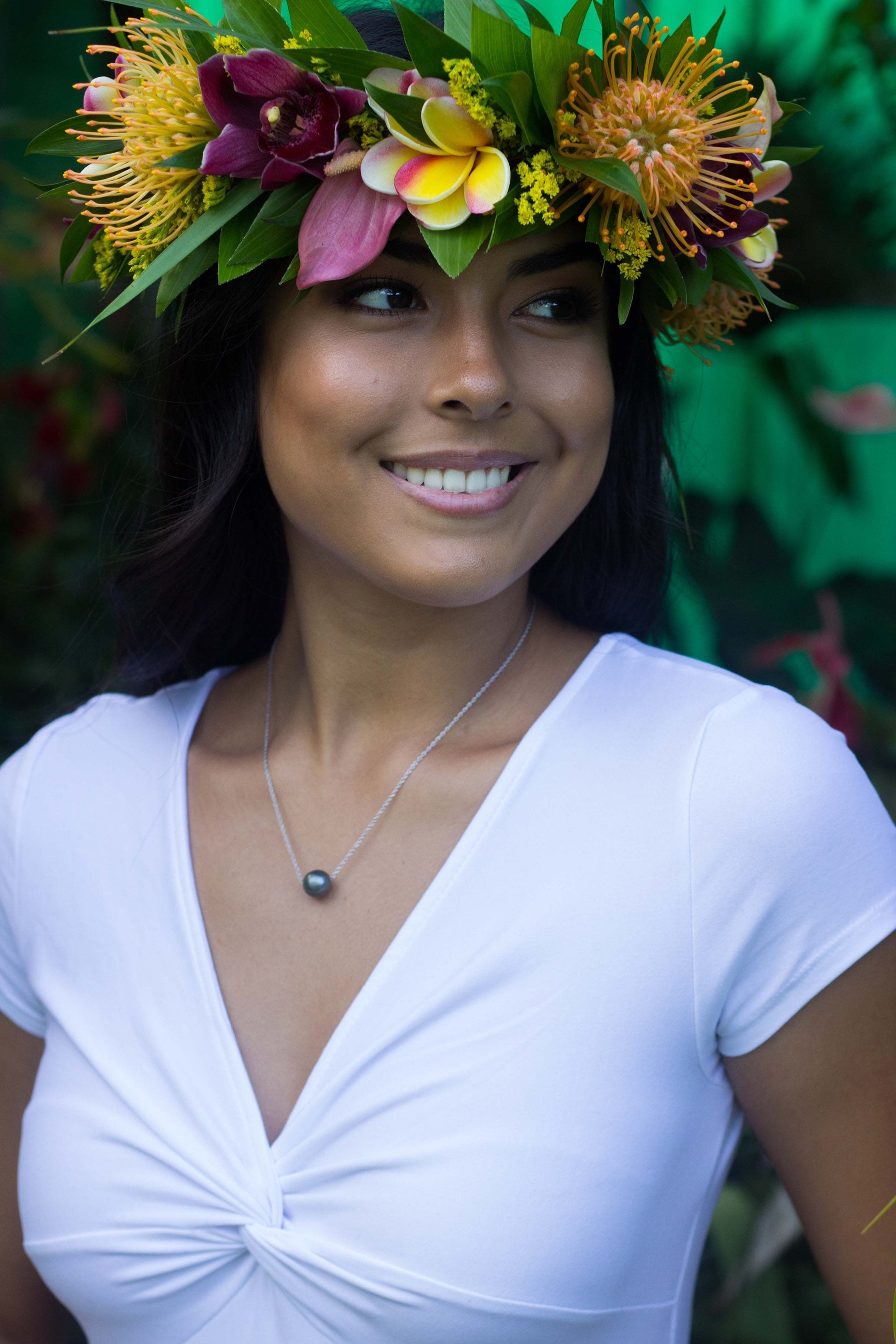 Tahitian Pearl Floating Necklace – Sliding Design in Sterling Silver – Handmade in Hawaii