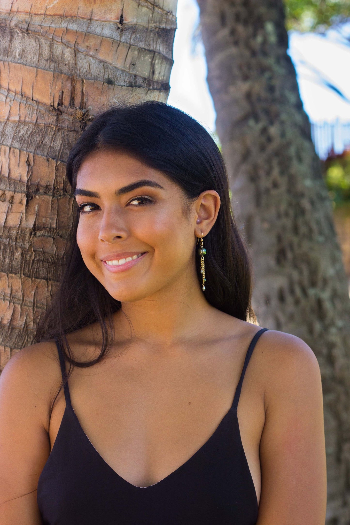 Tahitian Pearl and Keshis Dangle Earrings: 14k Gold filled