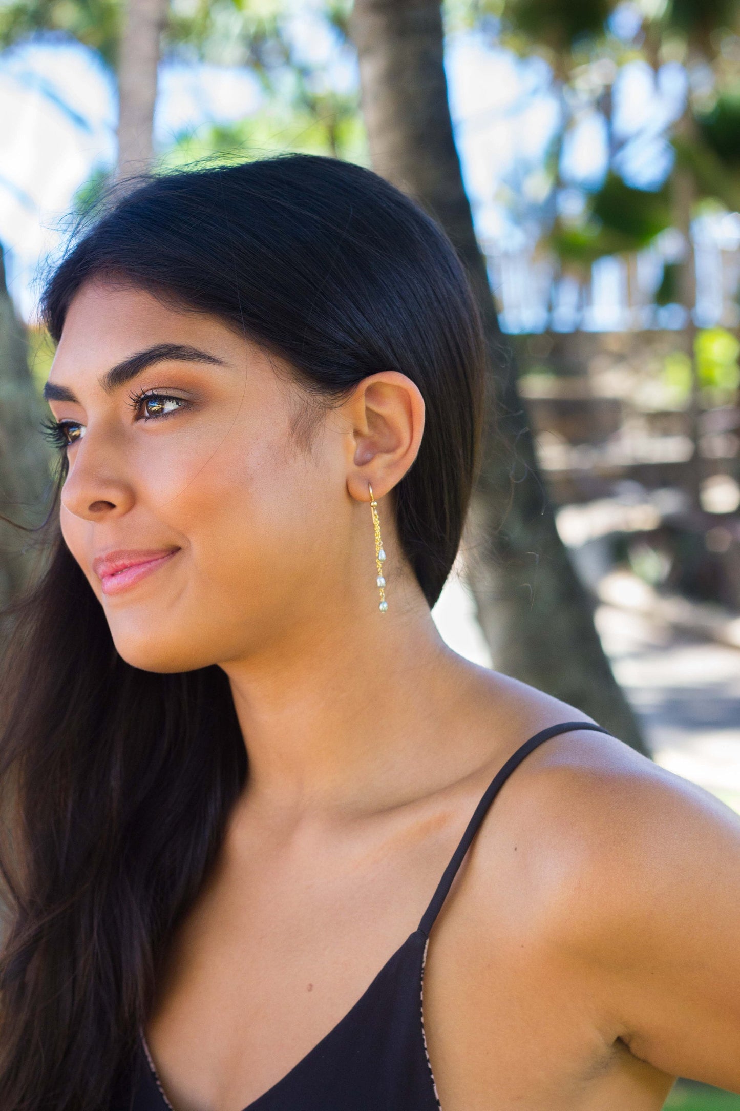 Tahitian keshi pearls earrings • Dangle : gold filled or sterling silver