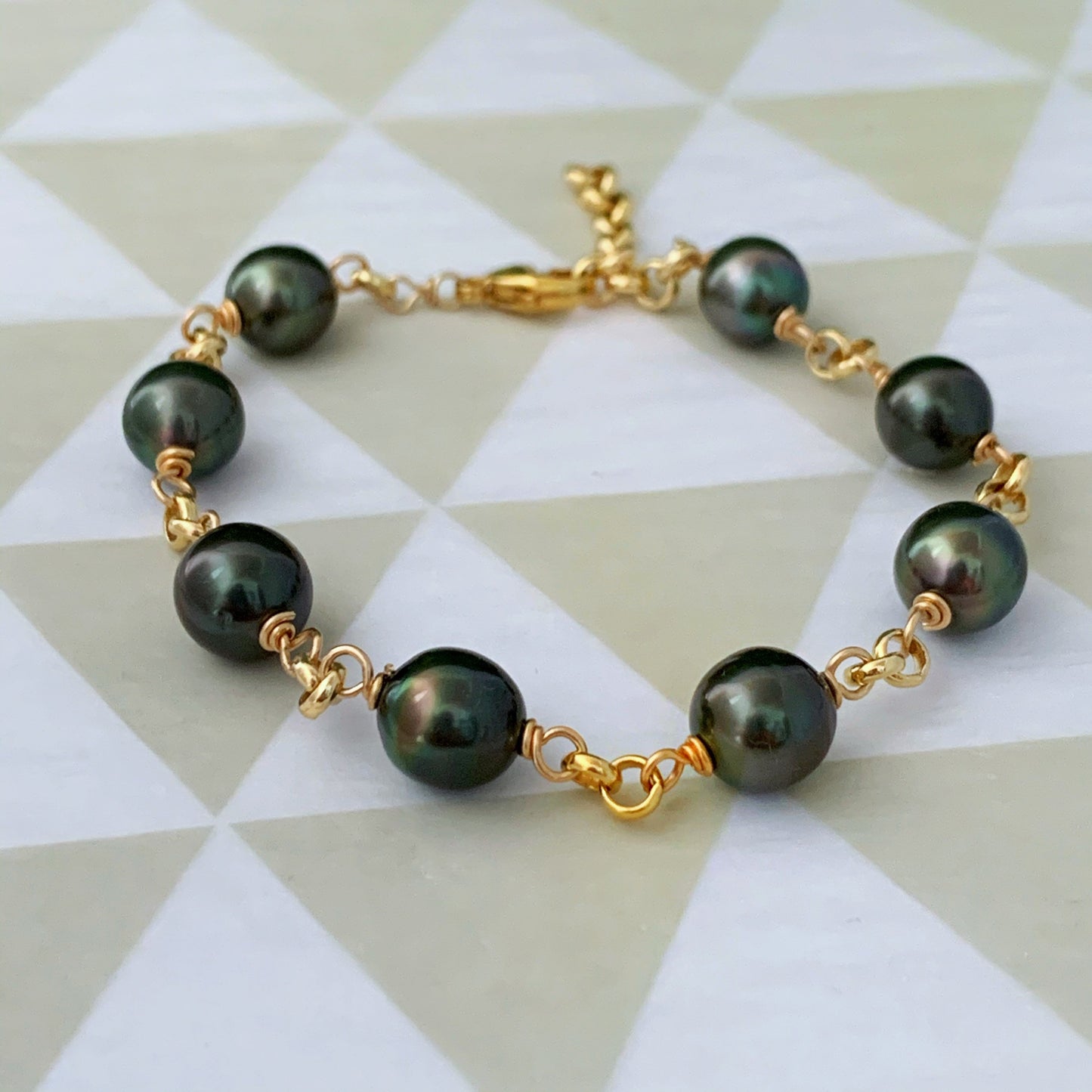 Tahitian Pearl Bracelet with Luxurious Thick Chain – Gold Filled or Sterling Silver • Elegant Handmade Jewelry