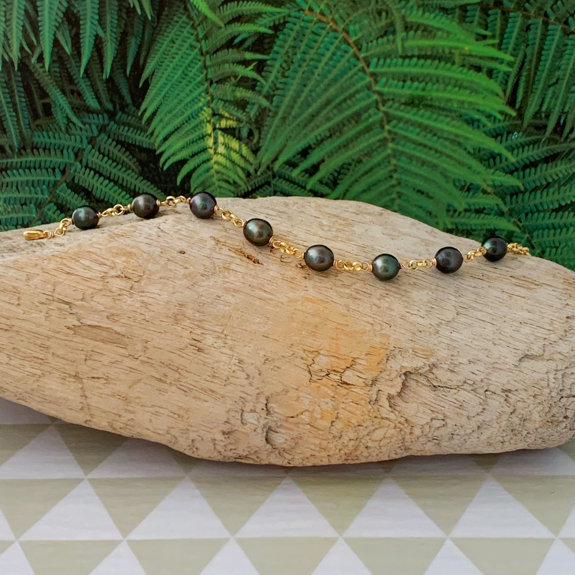 Tahitian Pearl Link Bracelet: Sterling Silver or Gold-Filled
