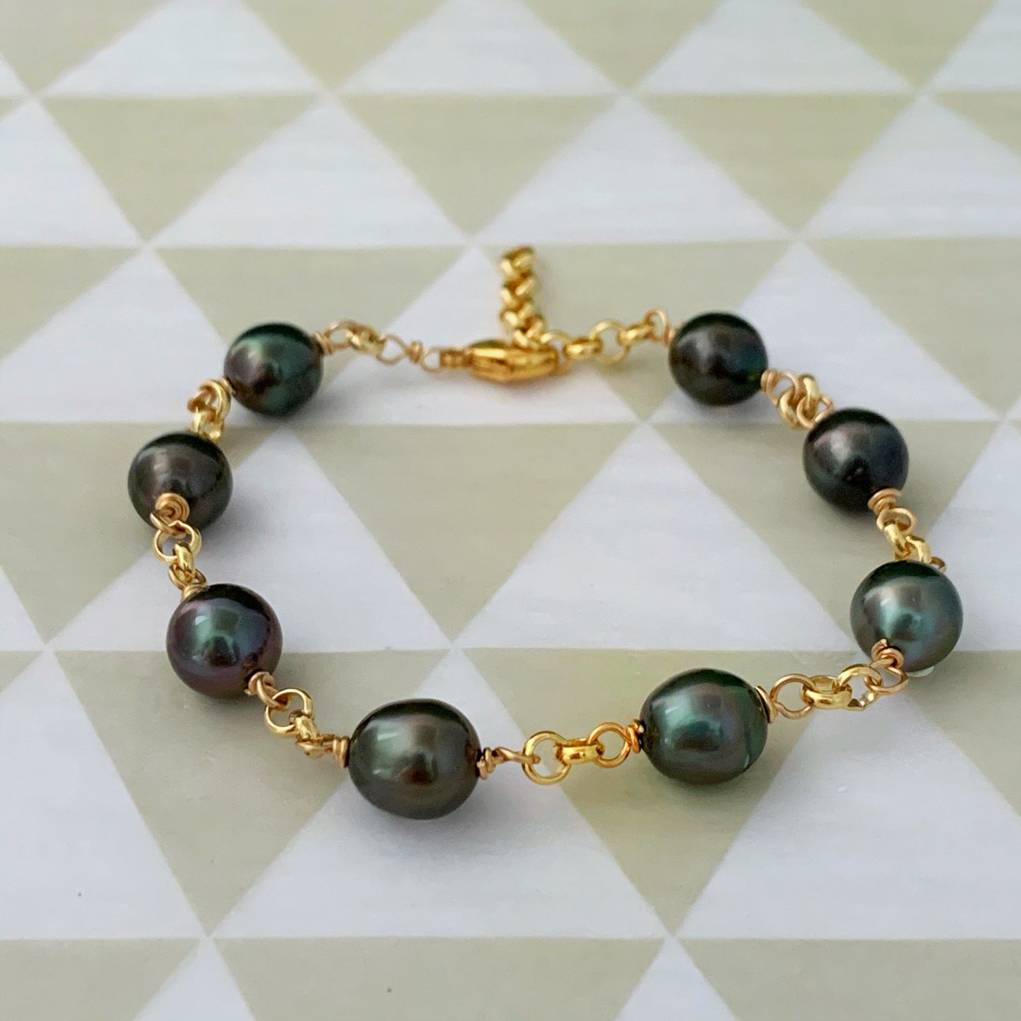 Tahitian Pearl Bracelet with Luxurious Thick Chain – Gold Filled or Sterling Silver • Elegant Handmade Jewelry