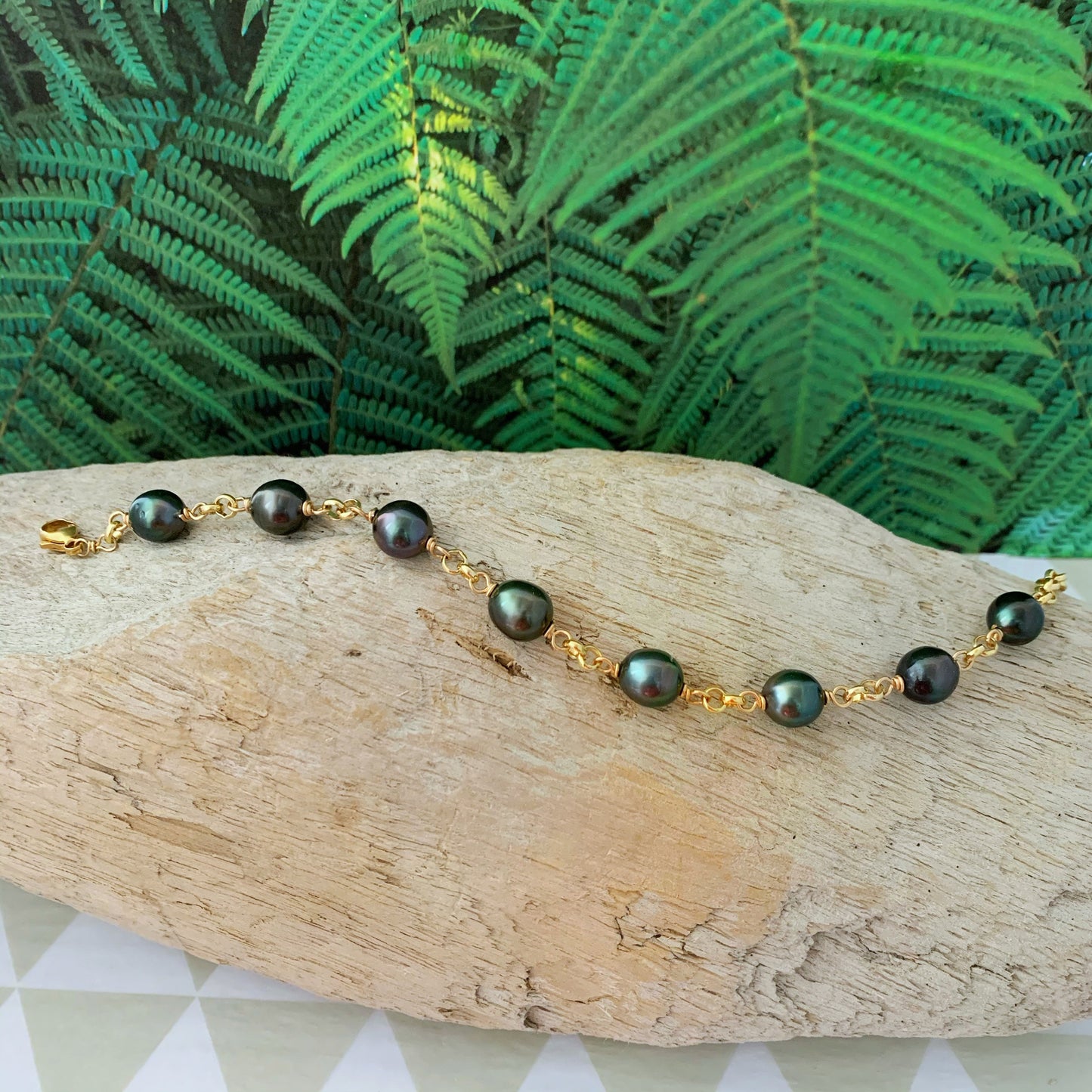Tahitian Pearl Bracelet with Luxurious Thick Chain – Gold Filled or Sterling Silver • Elegant Handmade Jewelry