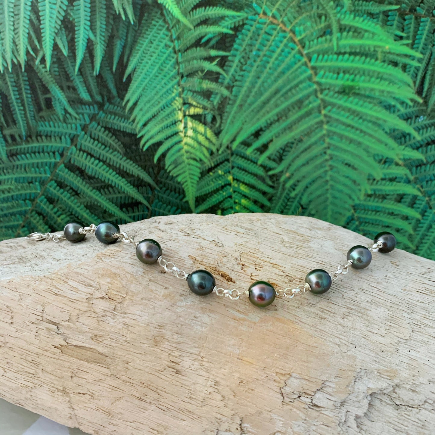 Tahitian Pearl Bracelet with Thick Chain – Gold filled or Sterling silver