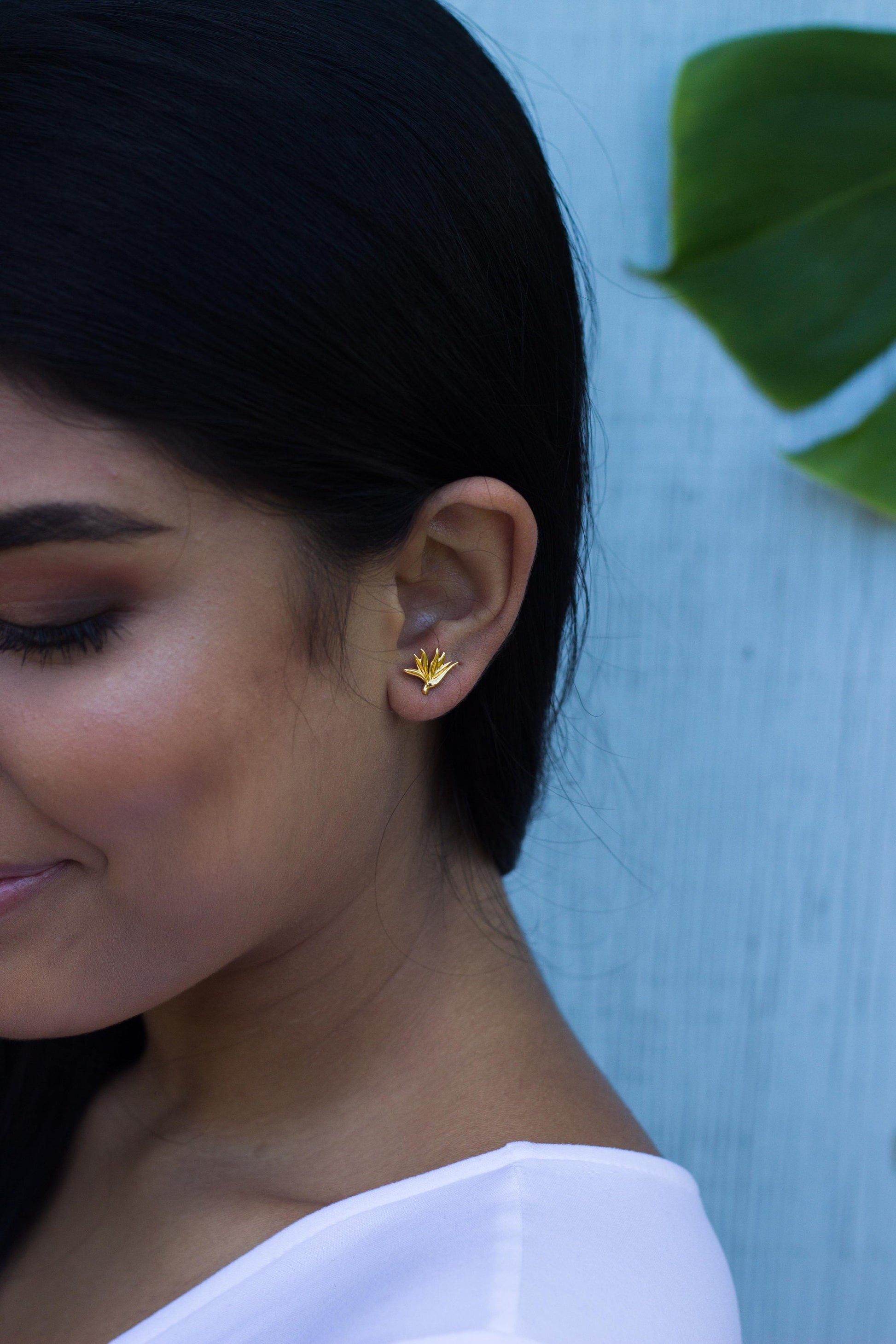 Bird of Paradise Stud Earrings : Sterling silver or Gold Vermeil Hawaiian jewelry