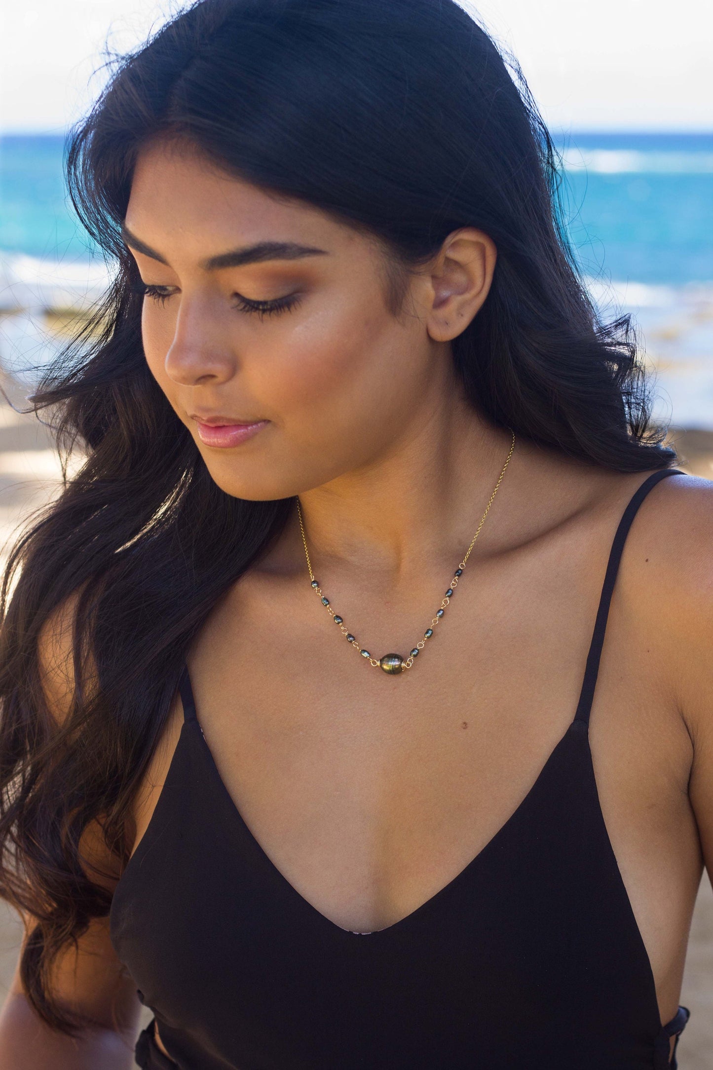 Sterling Silver Tahitian Pearl Choker: Keshi Station Necklace