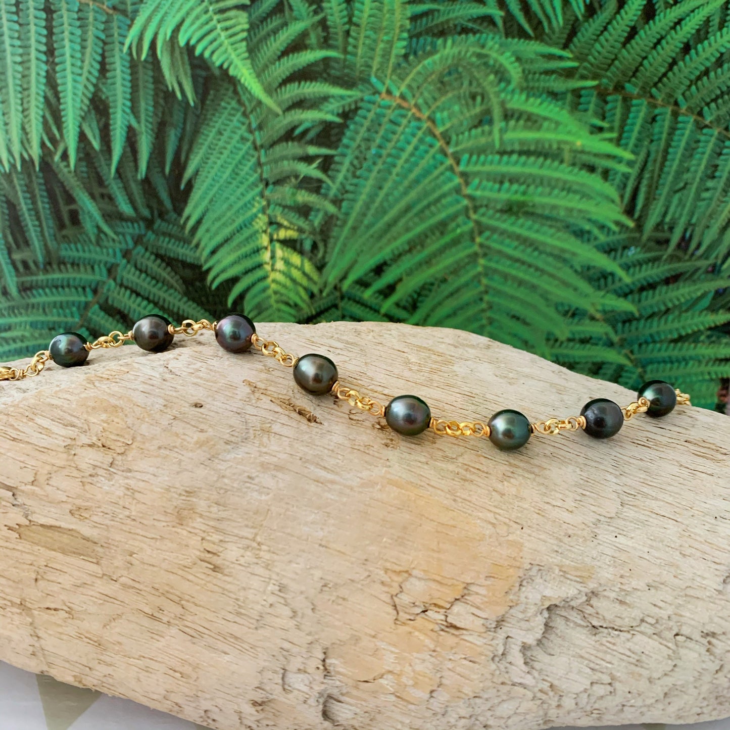 Tahitian Pearl Link Bracelet: Sterling Silver or Gold-Filled