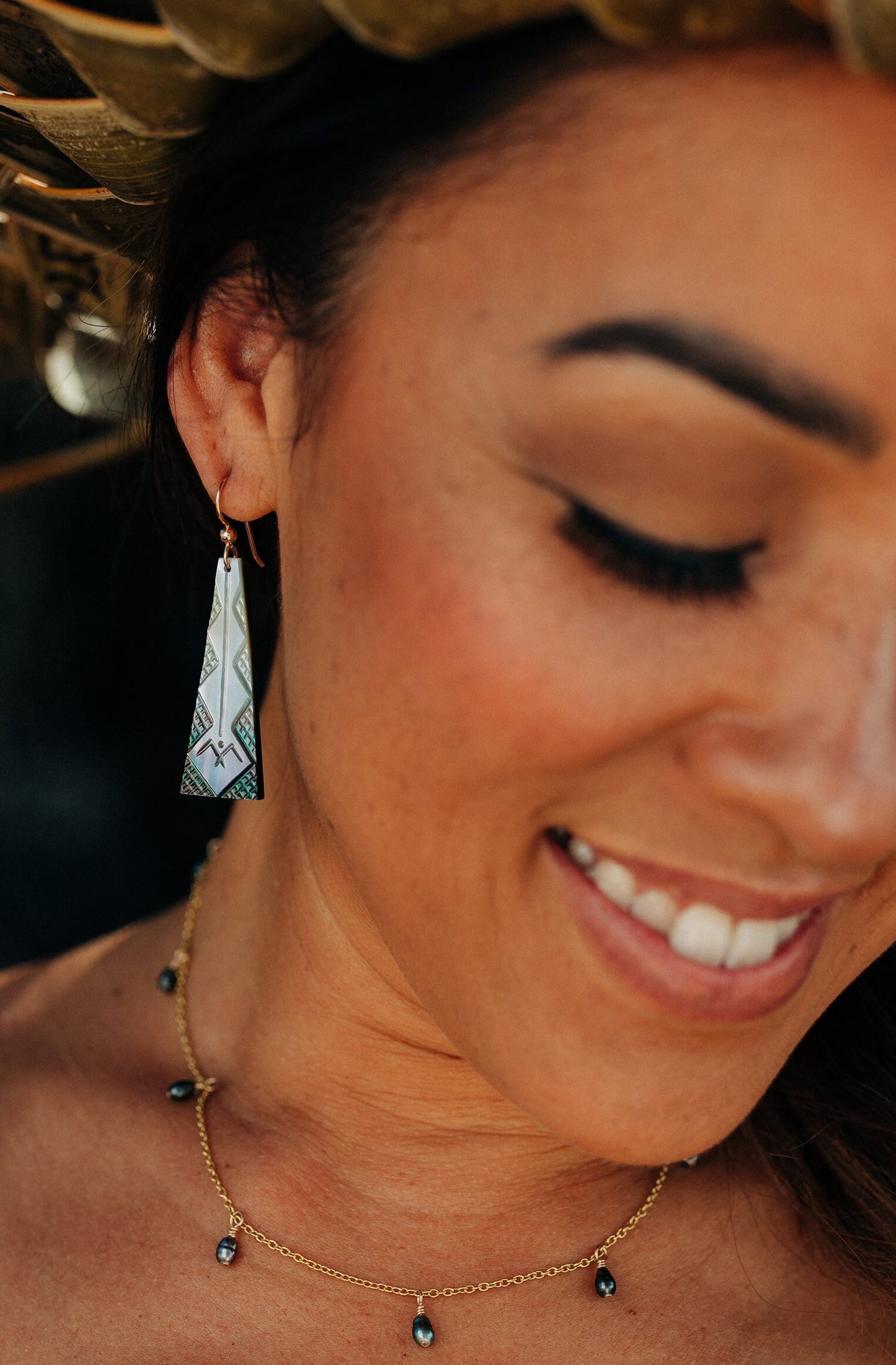 Hand Carved ‘Iwa Mother Of Pearl Earrings