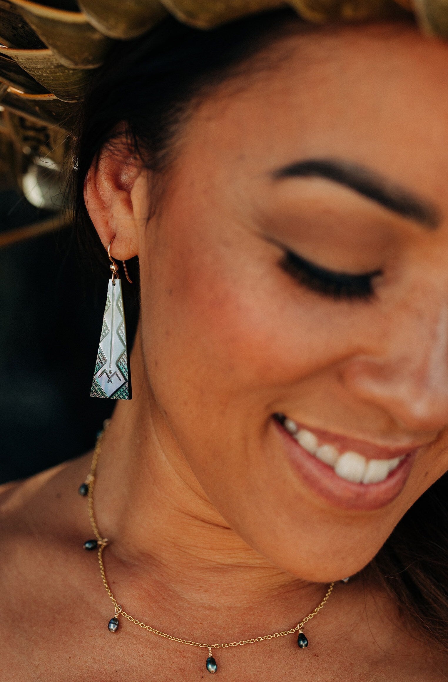 Hand Carved ‘Iwa Mother Of Pearl Earrings