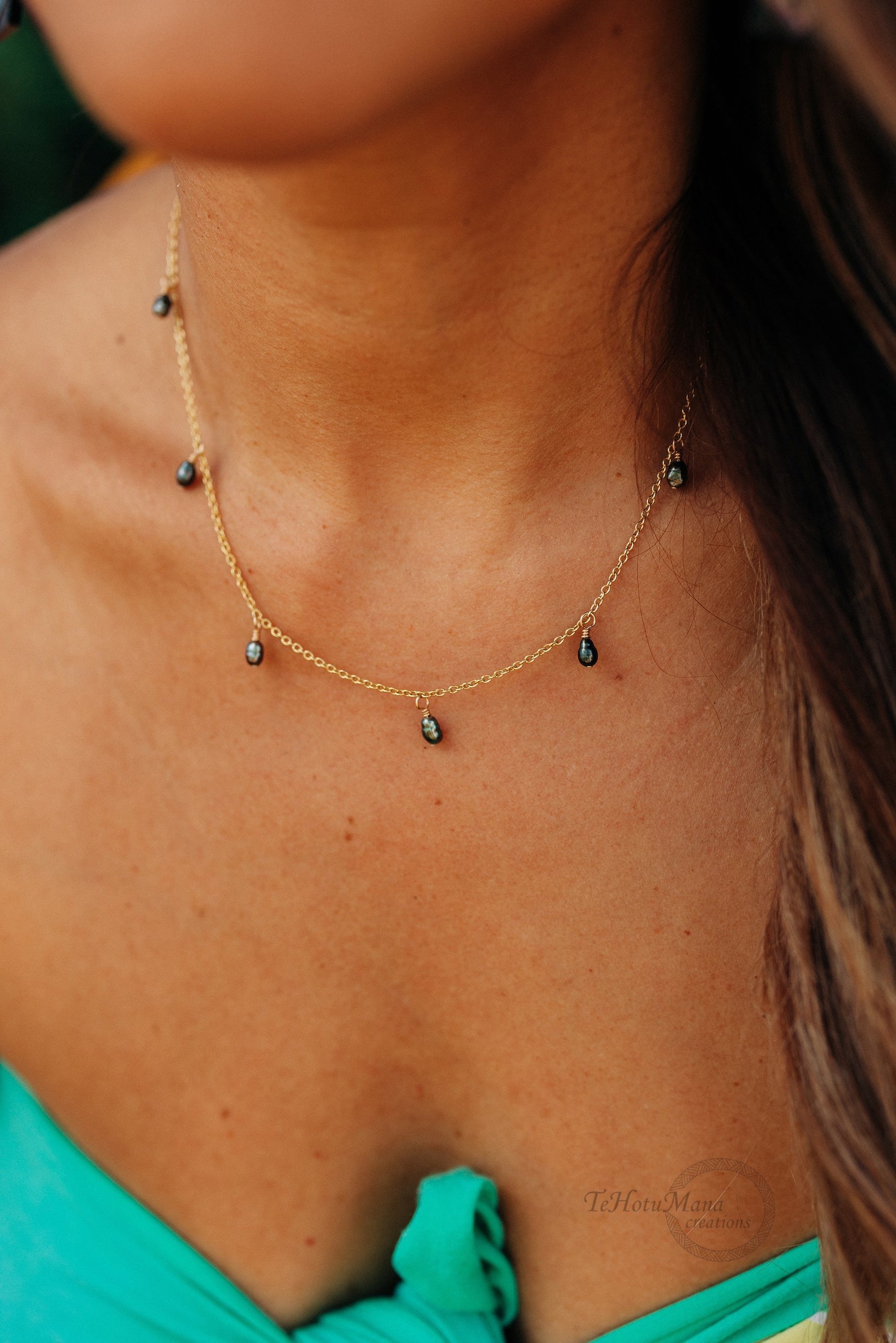 Tahitian Keshi Pearl Dangle Necklace: Gold Filled or Sterling Silver