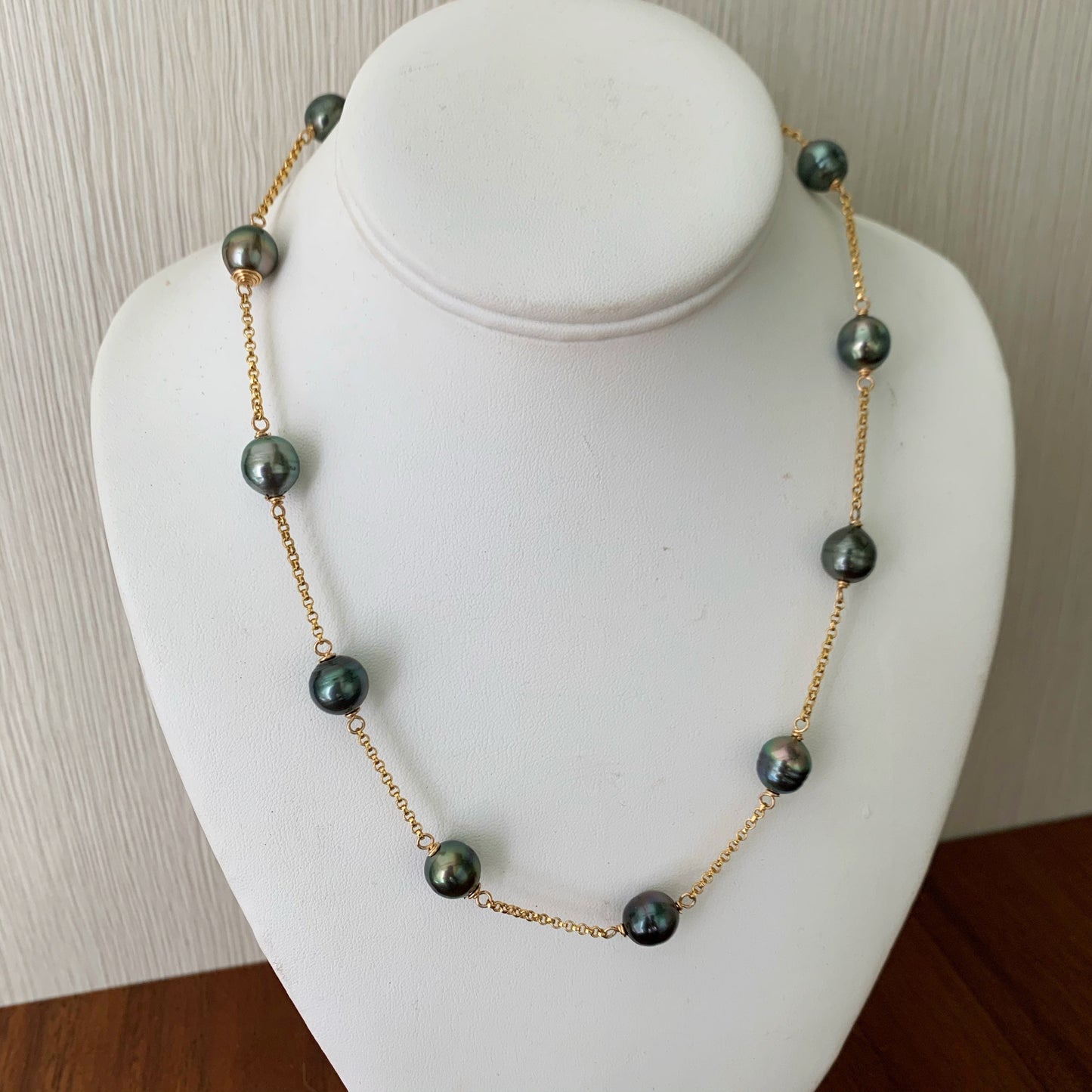 Tahitian Pearl Necklace : Link chain • Sterling silver or 14k Gold filled