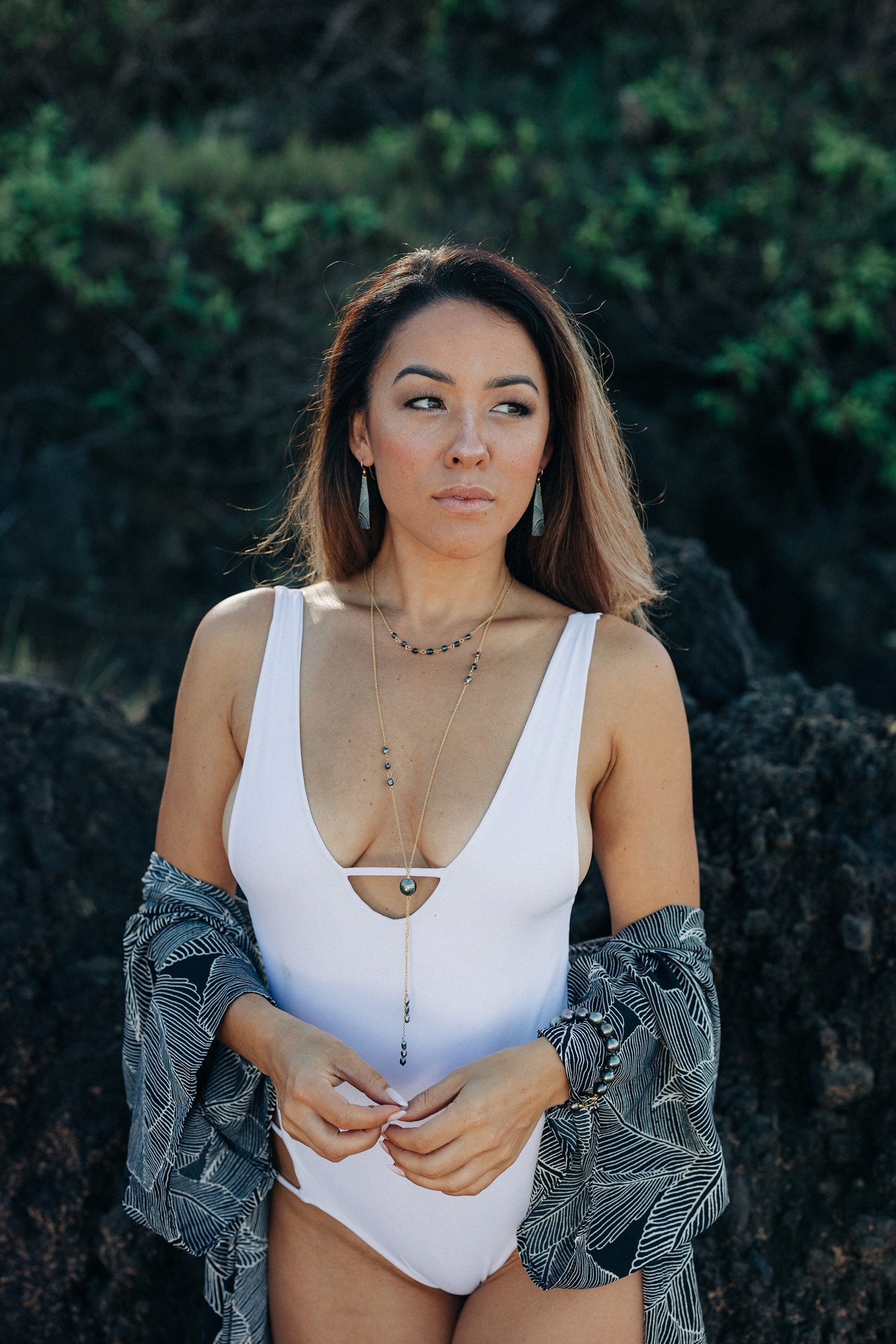 Tahitian pearl necklace — Long drop jewelry • Dainty Keshi • organic and genuine shape • Choose your pearl