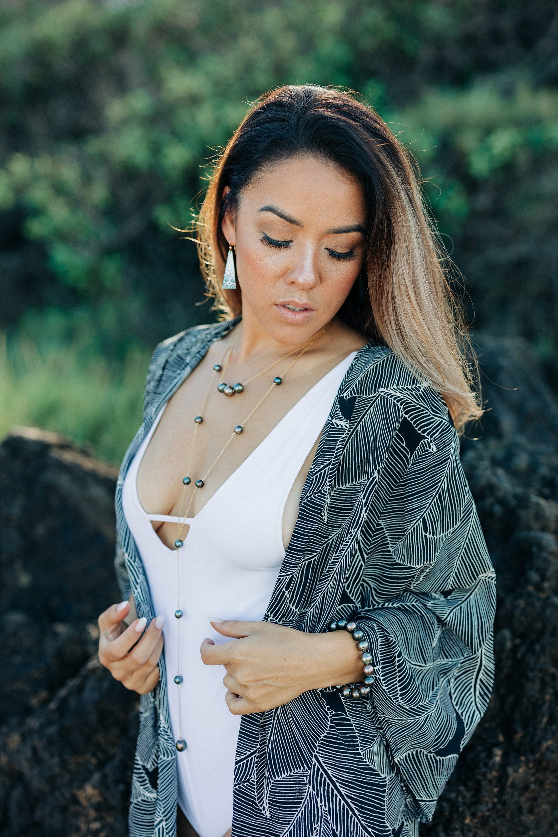 Tahitian Pearl Lariat Necklace: 14k Gold-Filled or Sterling Silver