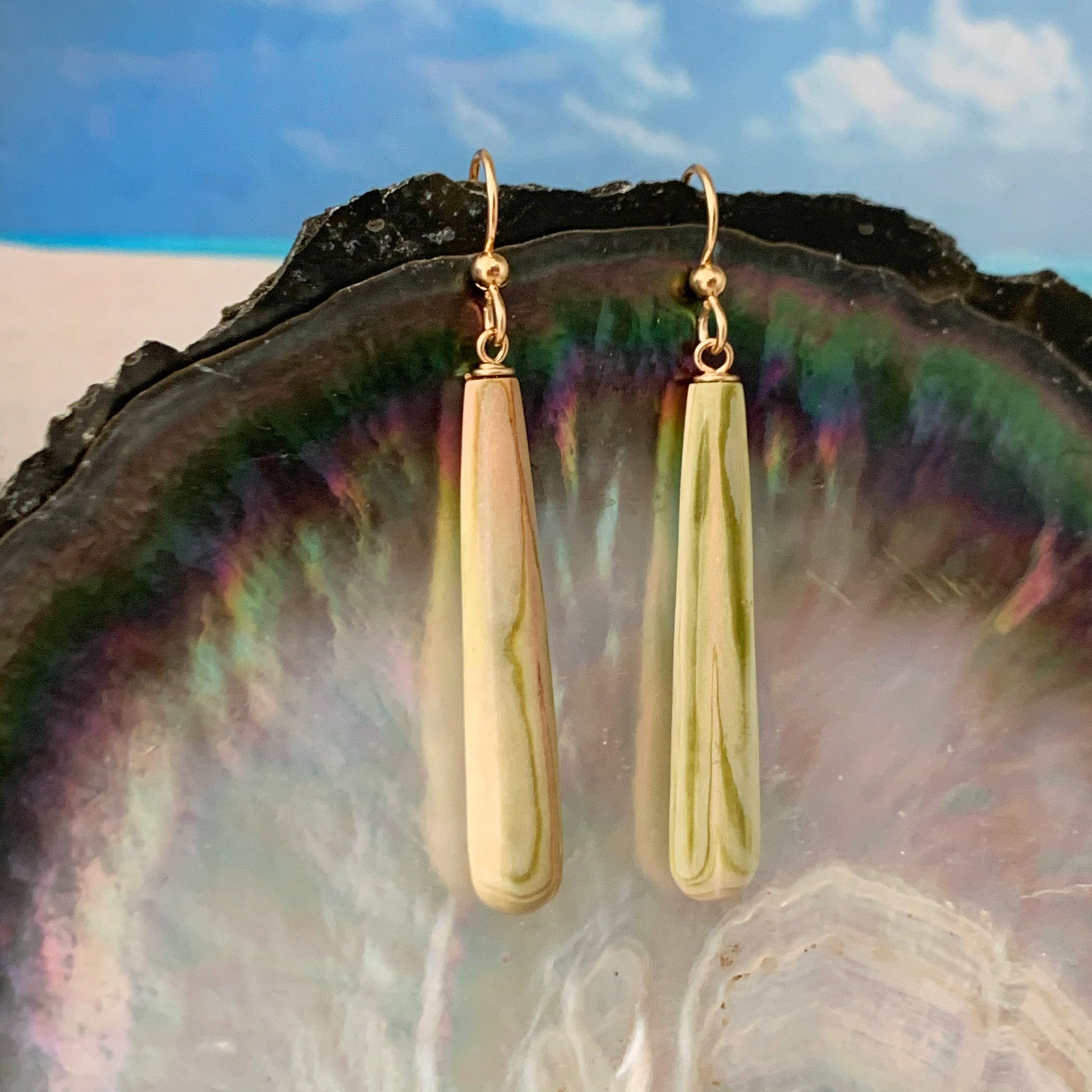 Light Green and Pink Wana earrings