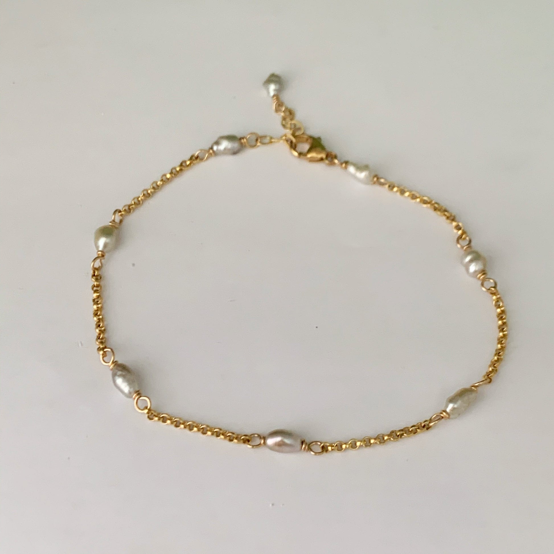 Tahitian Keshi Pearl Anklet – Gold filled or Sterling silver
