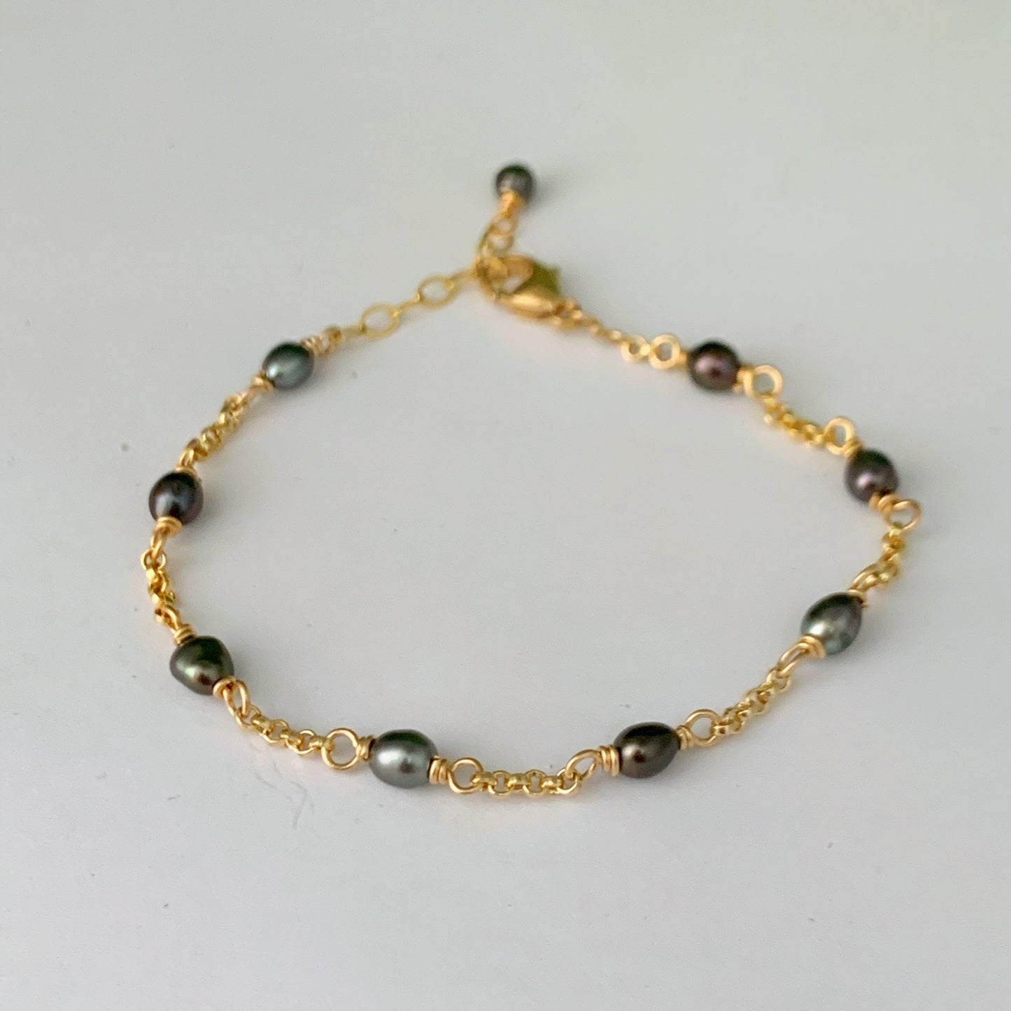 Tahitian Keshi Pearl Bracelet: Sterling Silver or Gold-Filled