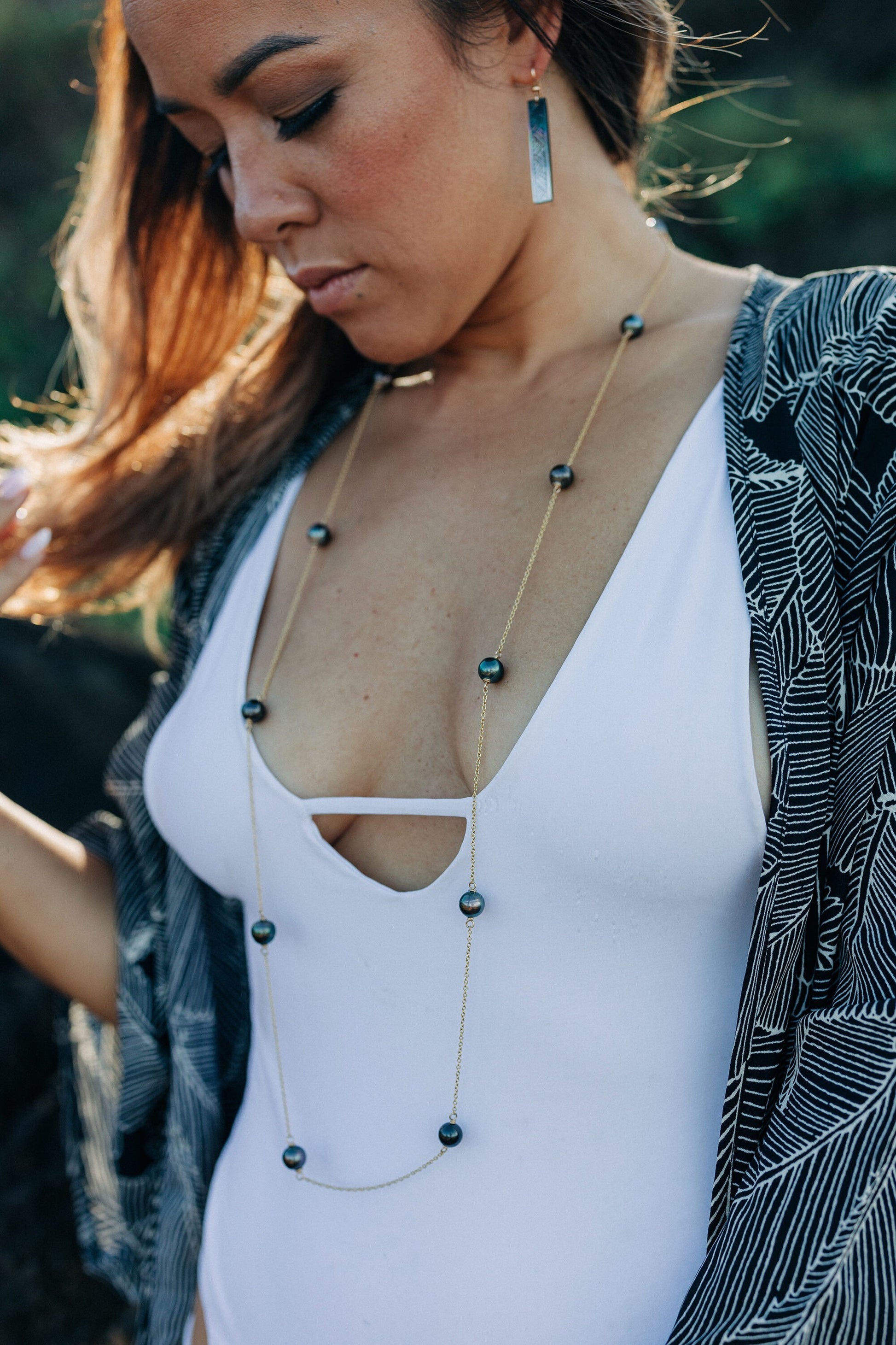 Tahitian pearl necklace — Long style • statement jewelry • made in hawaii