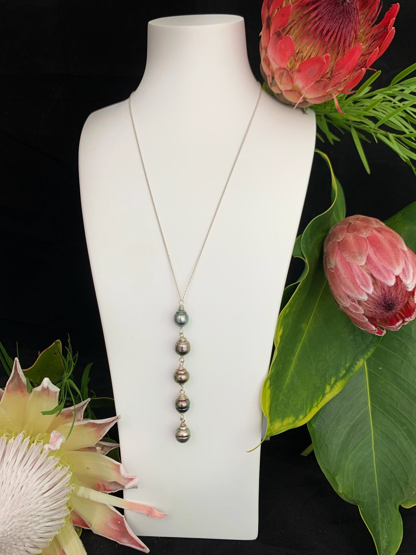 Long Tahitian Pearl Necklace – Handmade Black Pearl Jewelry • Hawaiian Artisan Gift