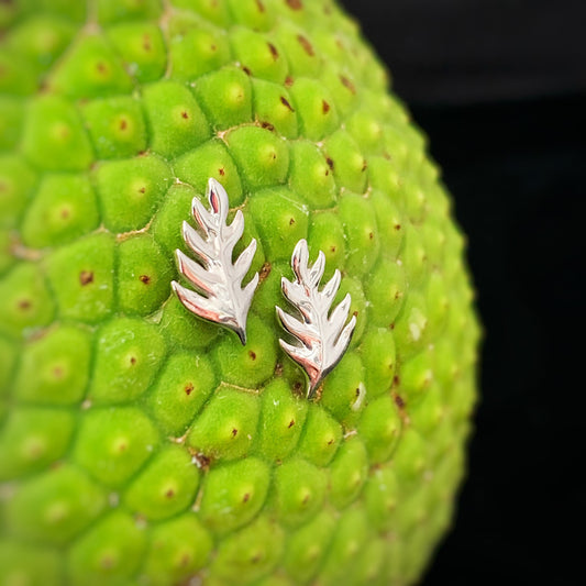Ulu Leaf Stud Earrings: Hawaiian Jewelry, Sterling silver or Gold Vermeil