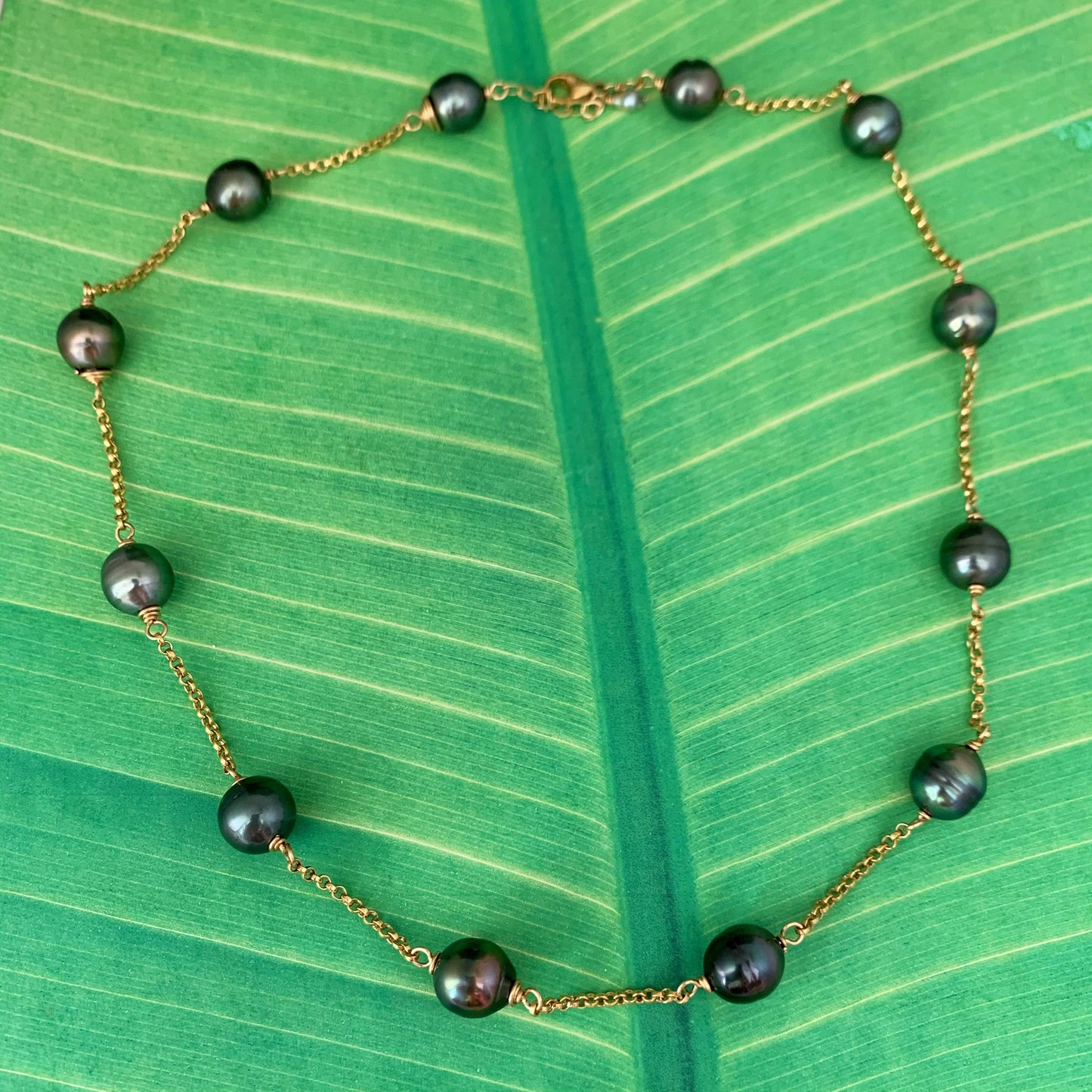 Tahitian Pearl Necklace : Link chain • Sterling silver or 14k Gold filled