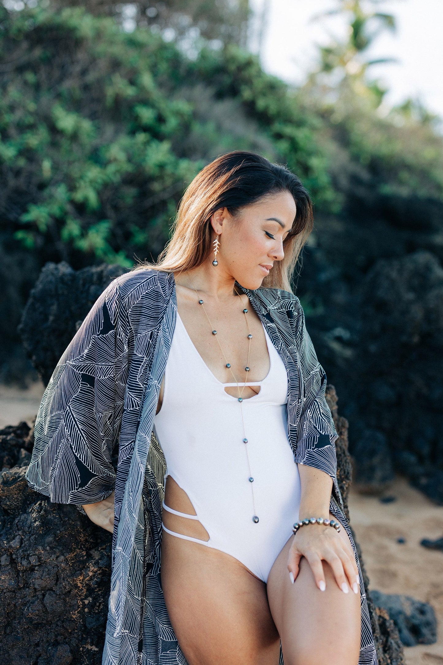 Tahitian Pearl Lariat Necklace: 14k Gold-Filled or Sterling Silver