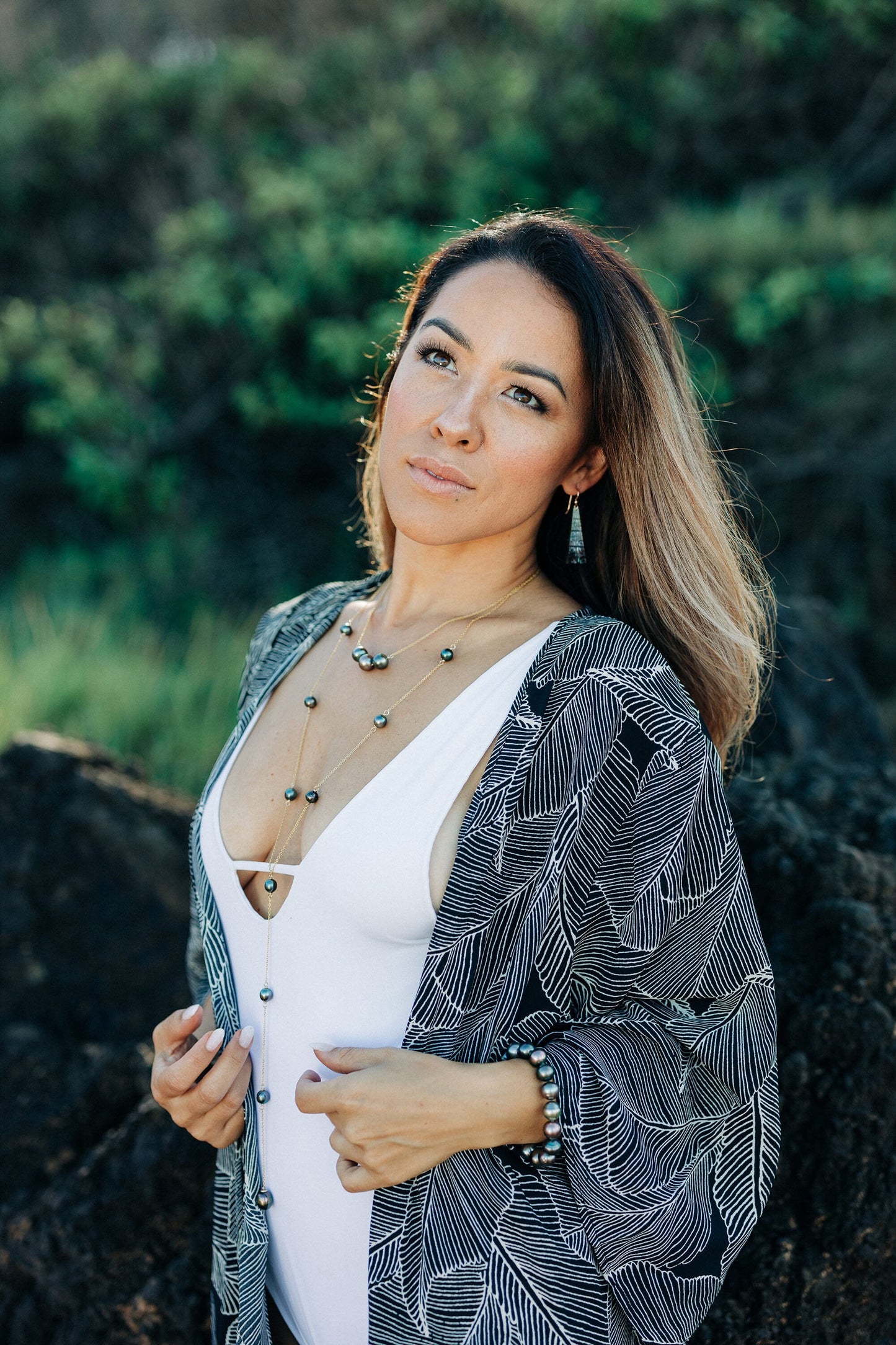 Tahitian Pearl Lariat Necklace: 14k Gold-Filled or Sterling Silver