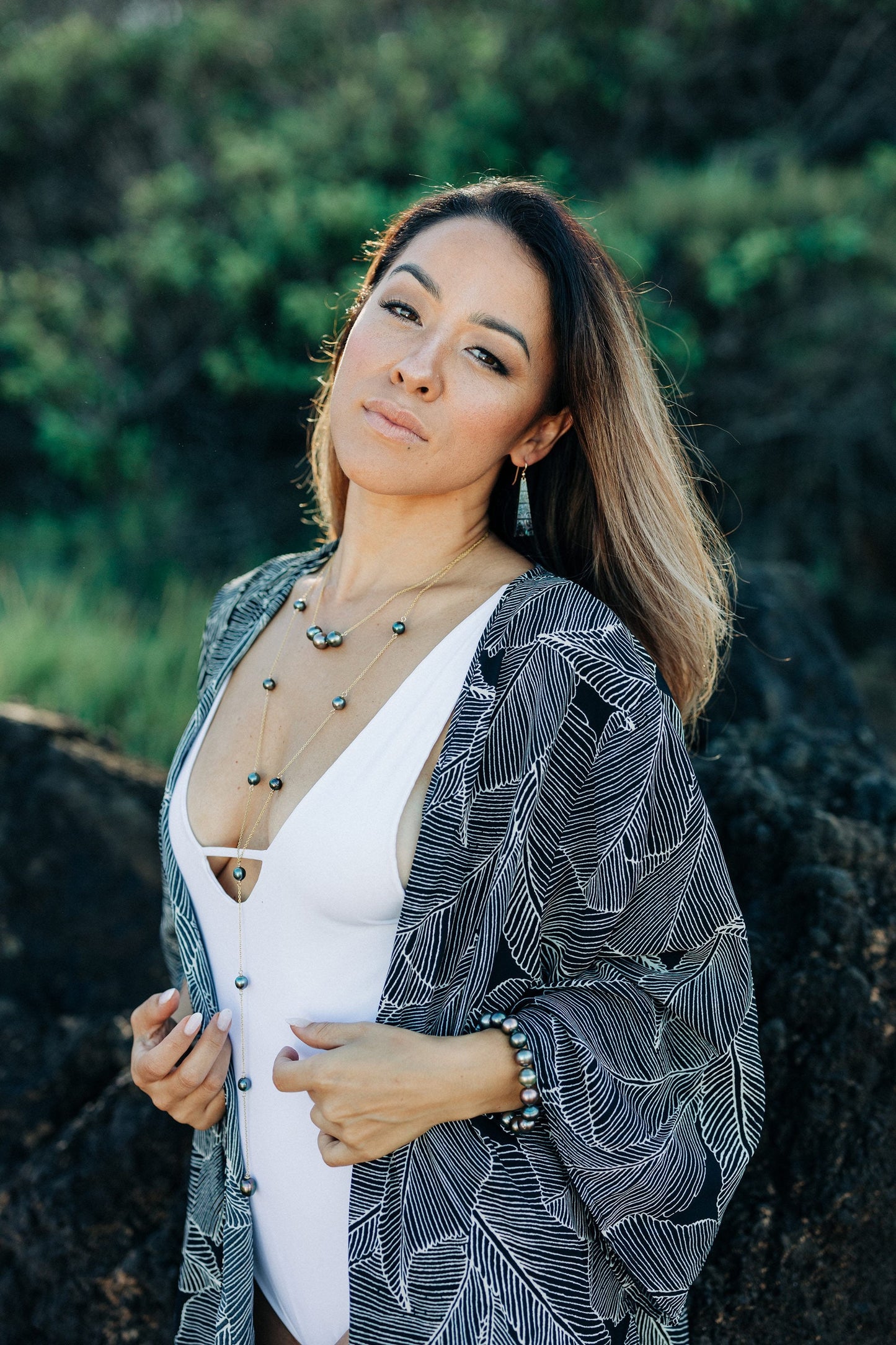 Tahitian Pearl Lariat Necklace: 14k Gold-Filled or Sterling Silver