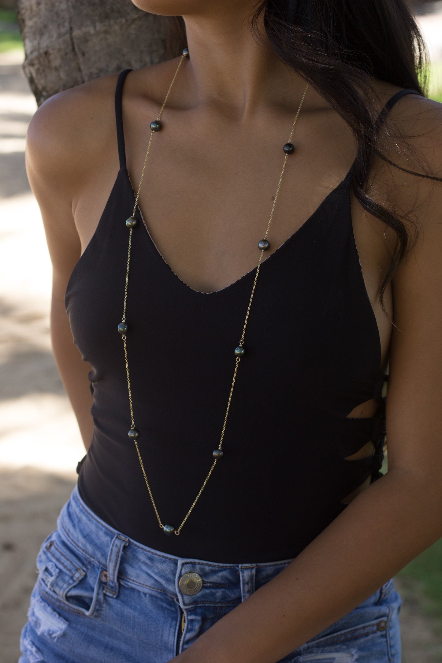 Tahitian pearl necklace — Long style • statement jewelry • made in hawaii