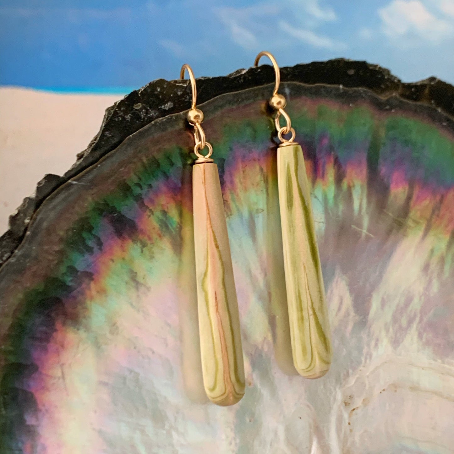 Light Green and Pink Wana earrings