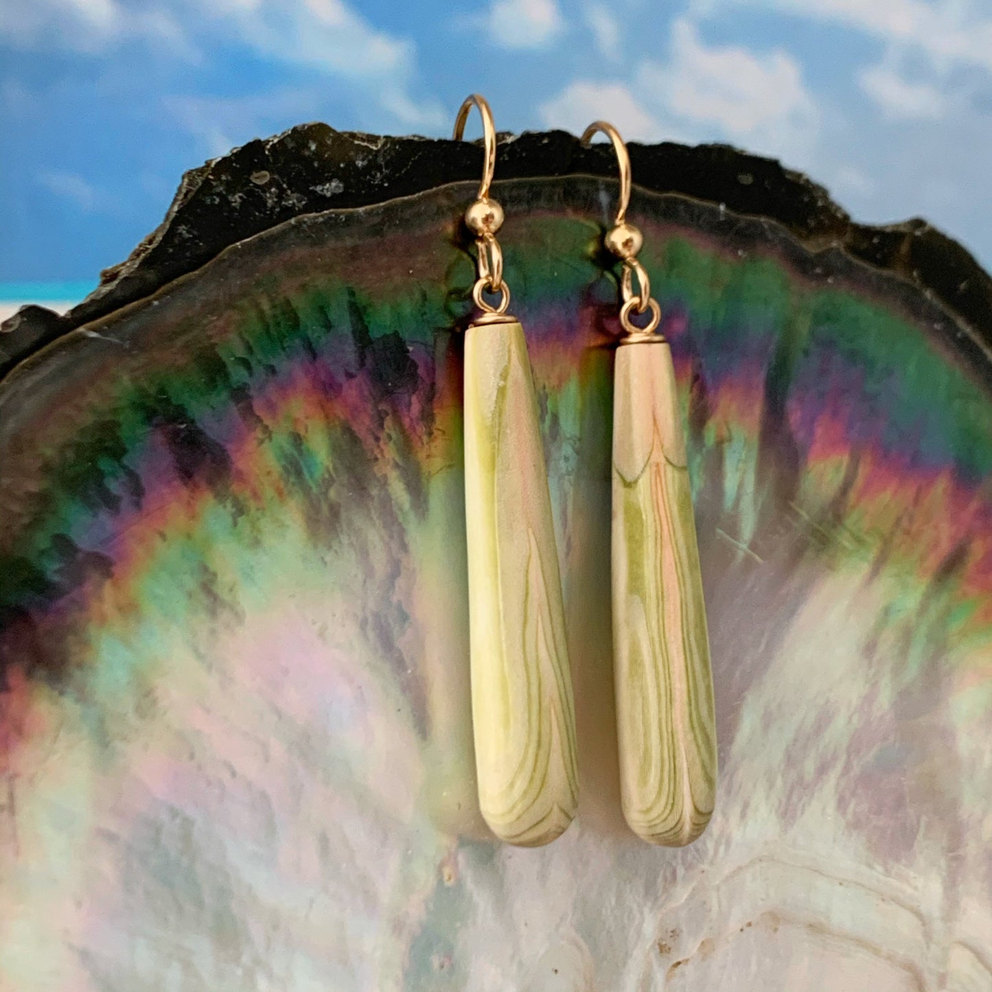 Light Green and Pink Wana earrings