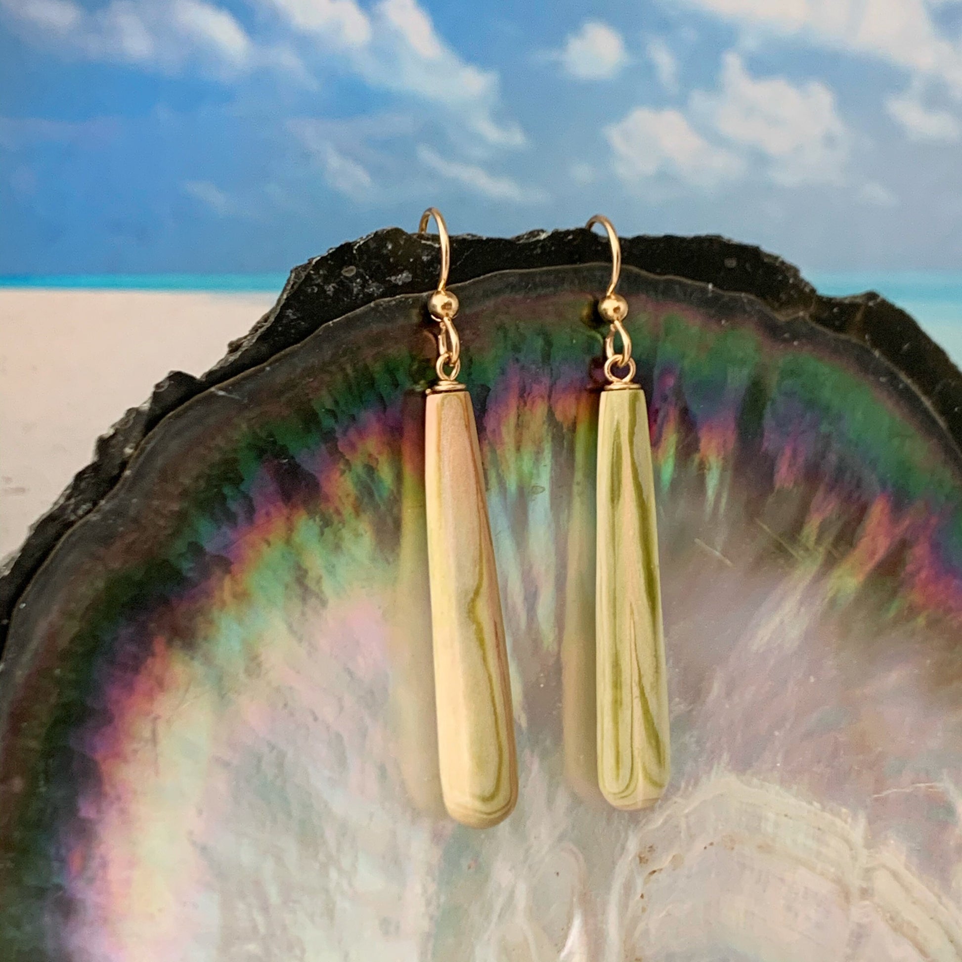 Light Green and Pink Wana earrings