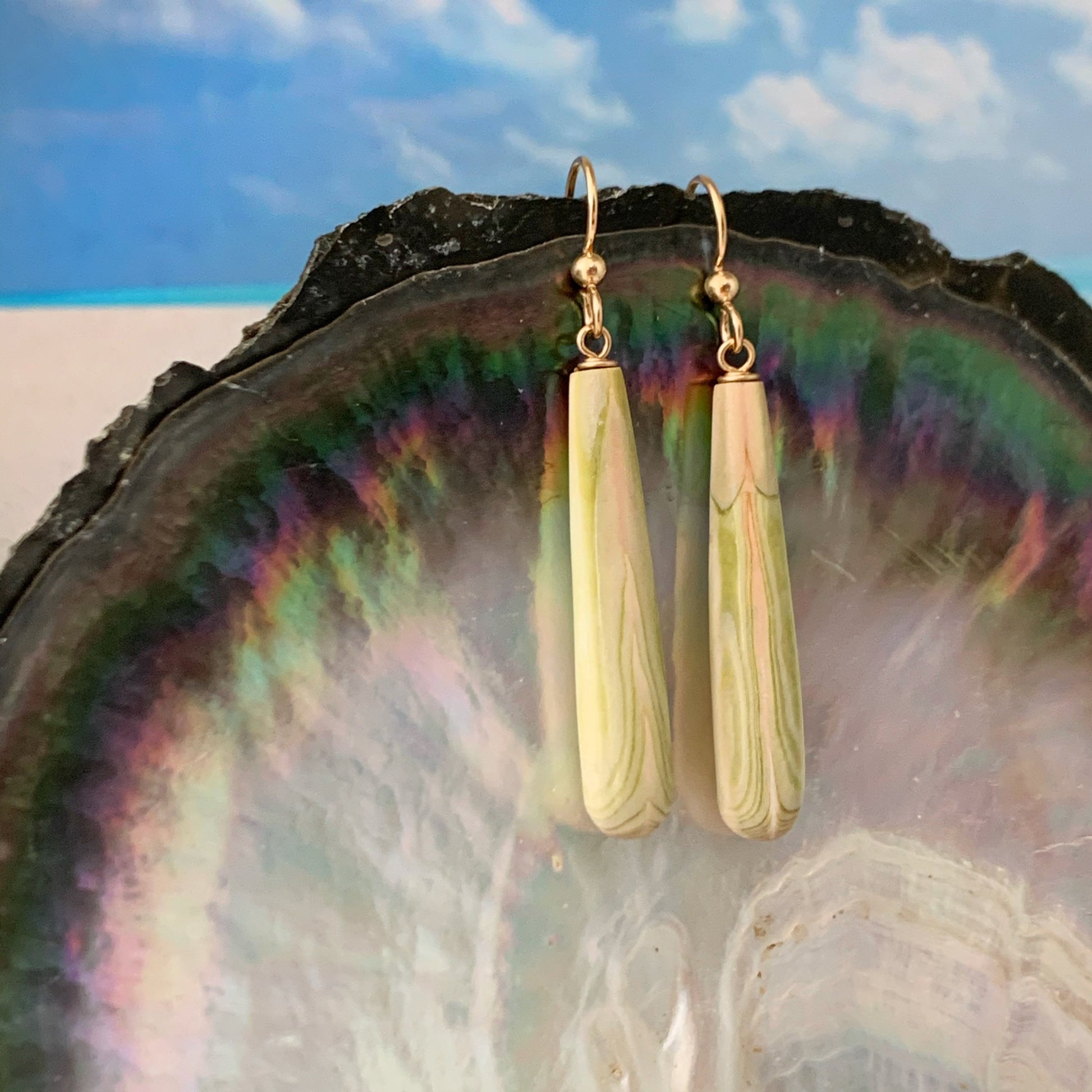Light Green and Pink Wana earrings