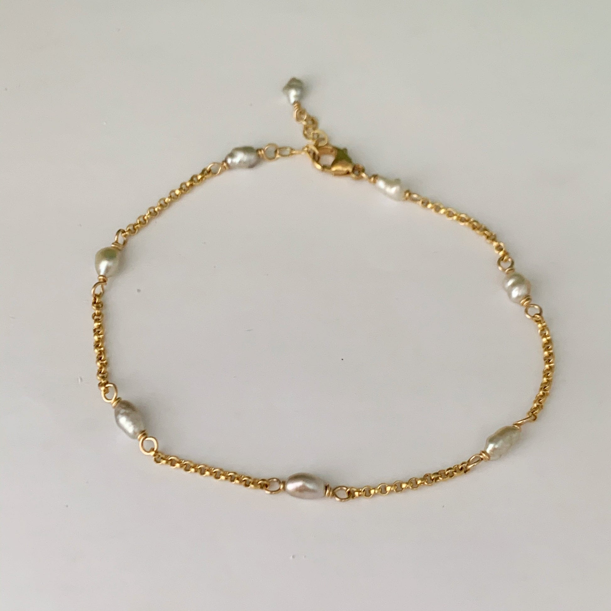 Tahitian Keshi Pearl Anklet – Gold filled or Sterling silver