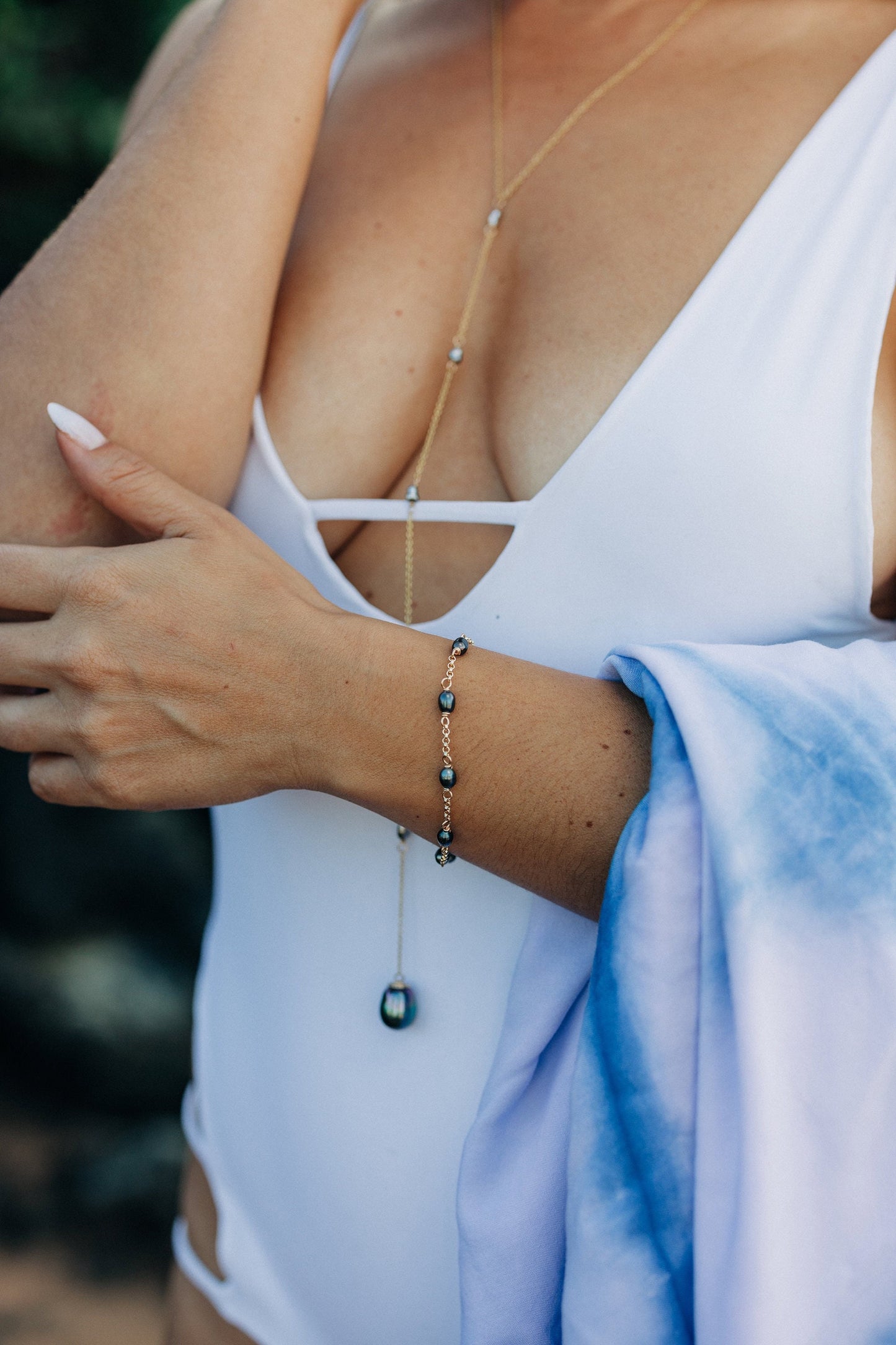 Tahitian Keshi Pearl Bracelet: Sterling Silver or Gold-Filled